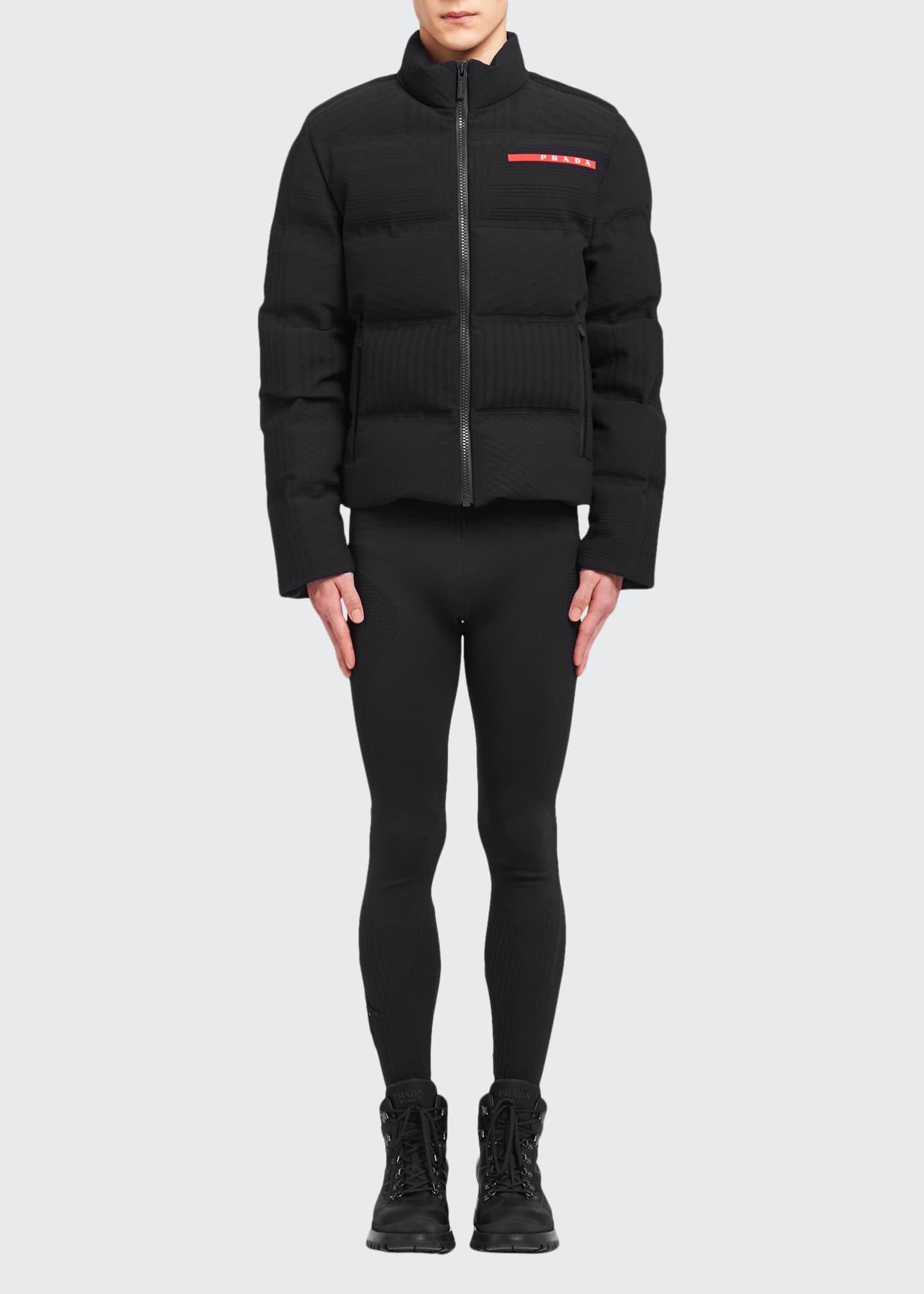 Prada Men's Techno Knit Active Down Puffer Jacket Bergdorf Goodman