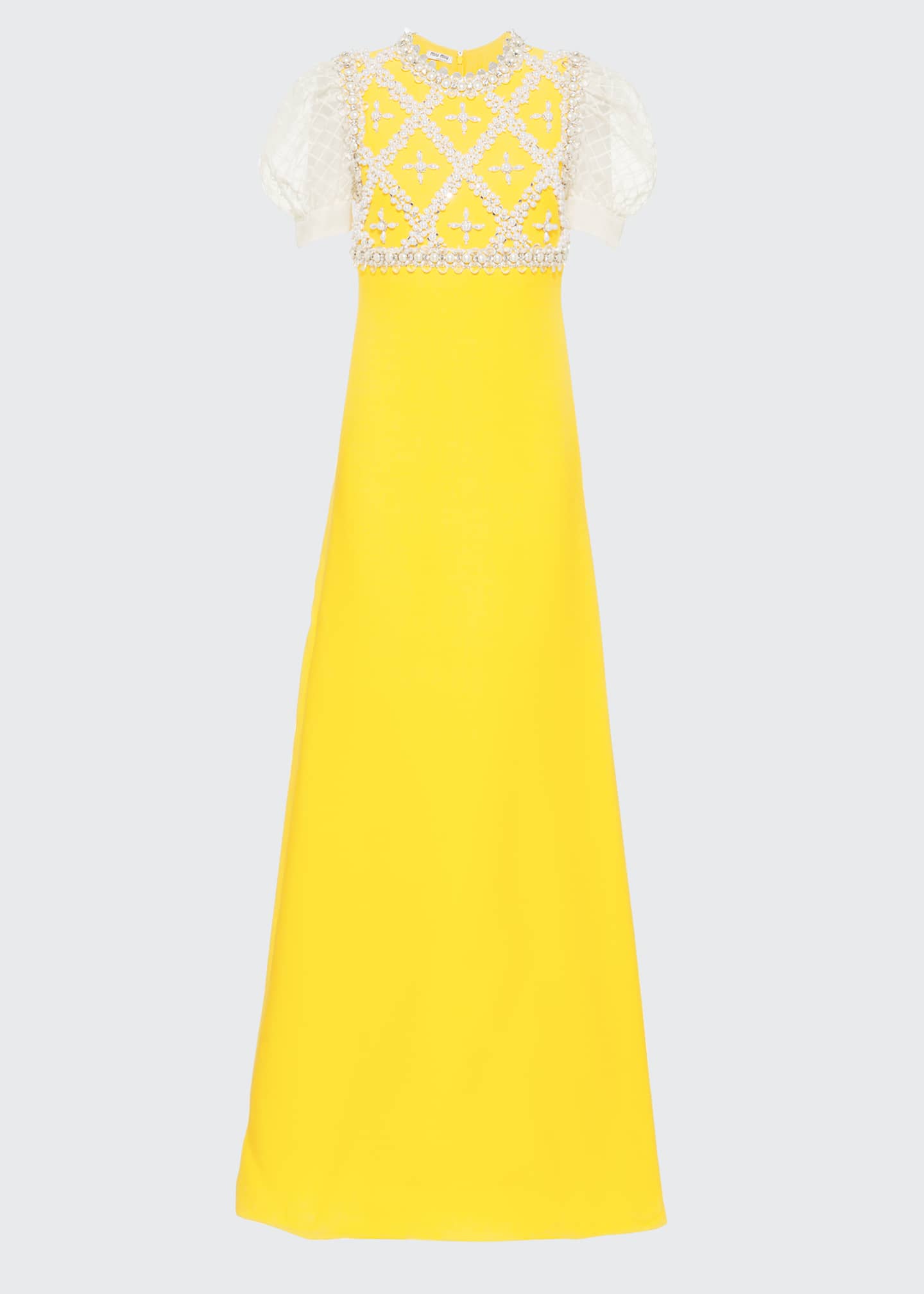 Miu Miu Long Embroidered Cady Dress - Bergdorf Goodman