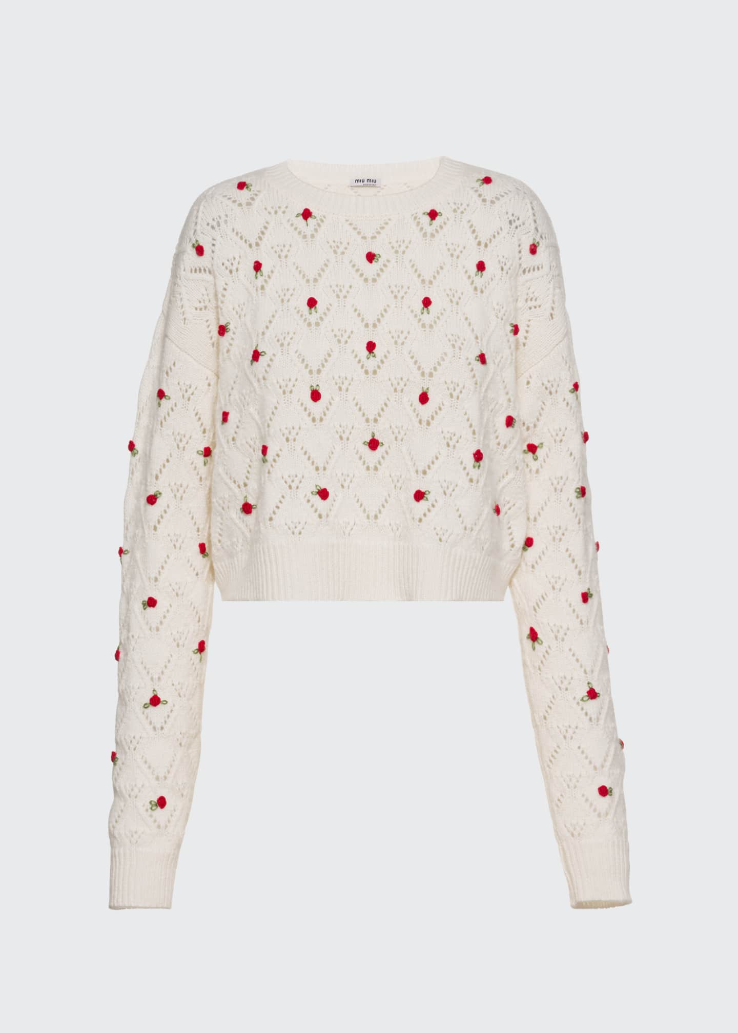 Miu Miu Rose Embroidered Cashmere Sweater - Bergdorf Goodman