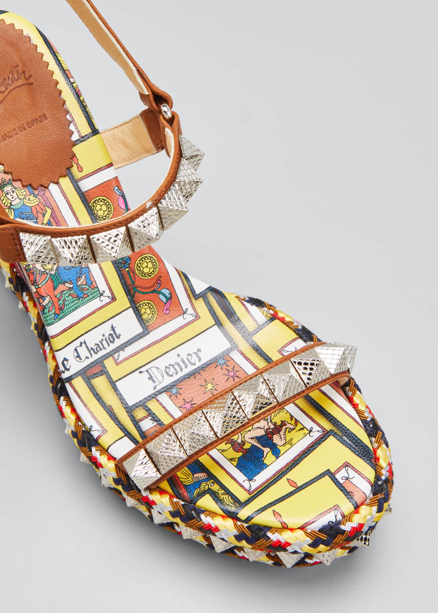 christian louboutin pyraclou iridescent spike wedge espadrille sandals