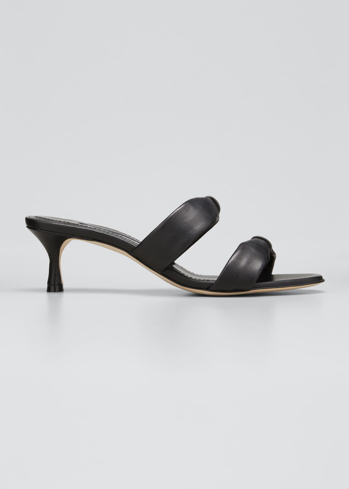 Manolo Blahnik Pallera Dual-Bow Slide Heel Sandals, Black - Bergdorf ...