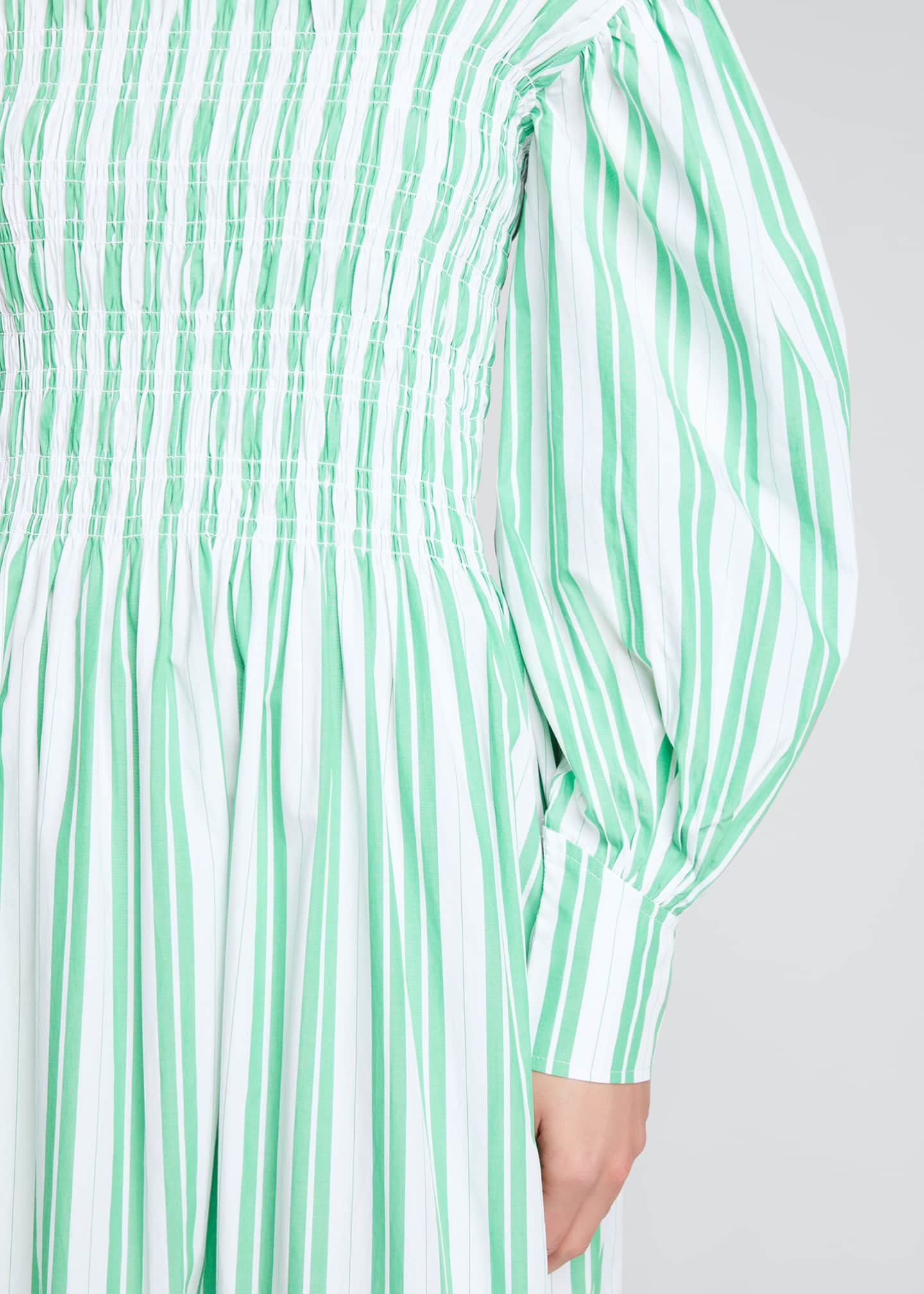 Ganni BalloonSleeve Stripe Cotton Dress Bergdorf Goodman