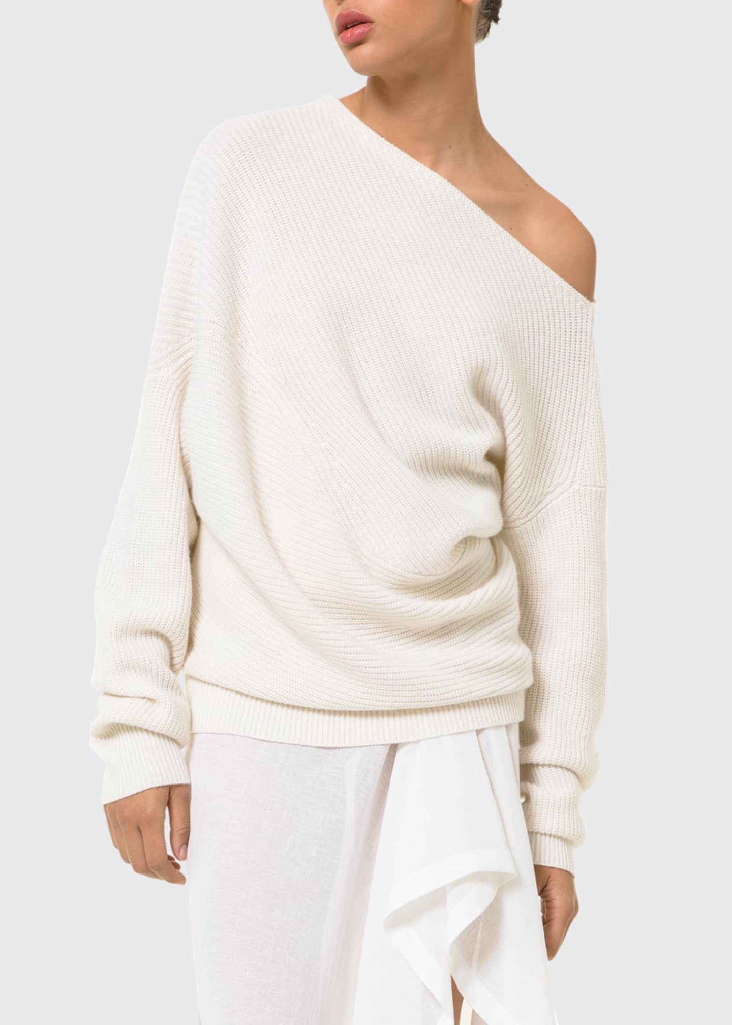 Michael Kors Collection Off-Shoulder Cashmere-Blend Shaker Sweater ...
