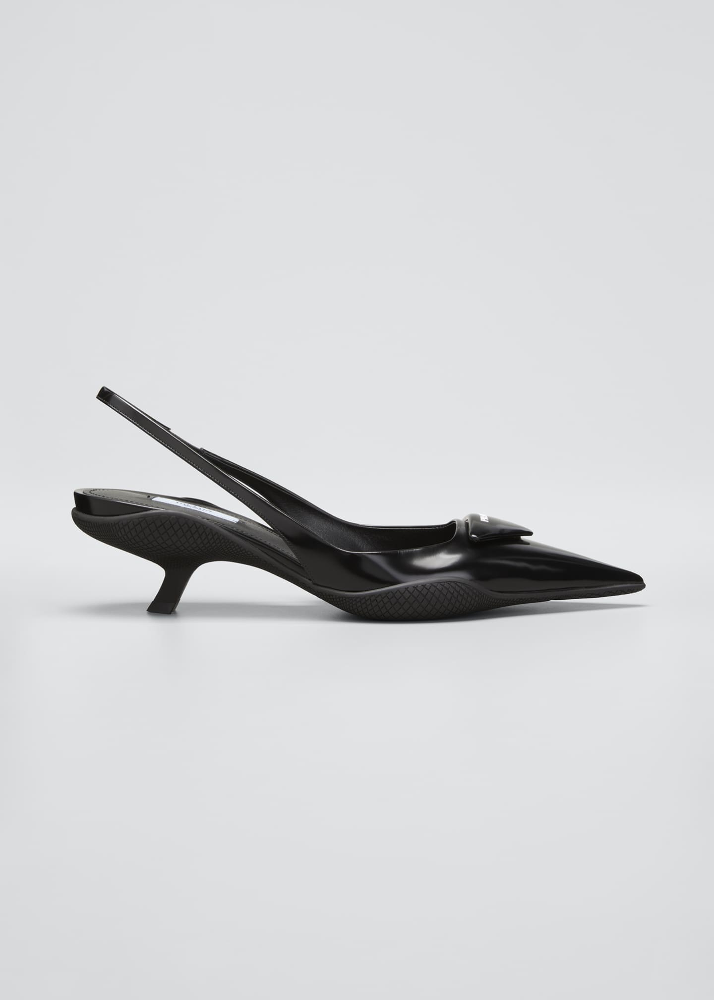 Prada Triangle Logo KittenHeel Slingback Pumps Bergdorf Goodman