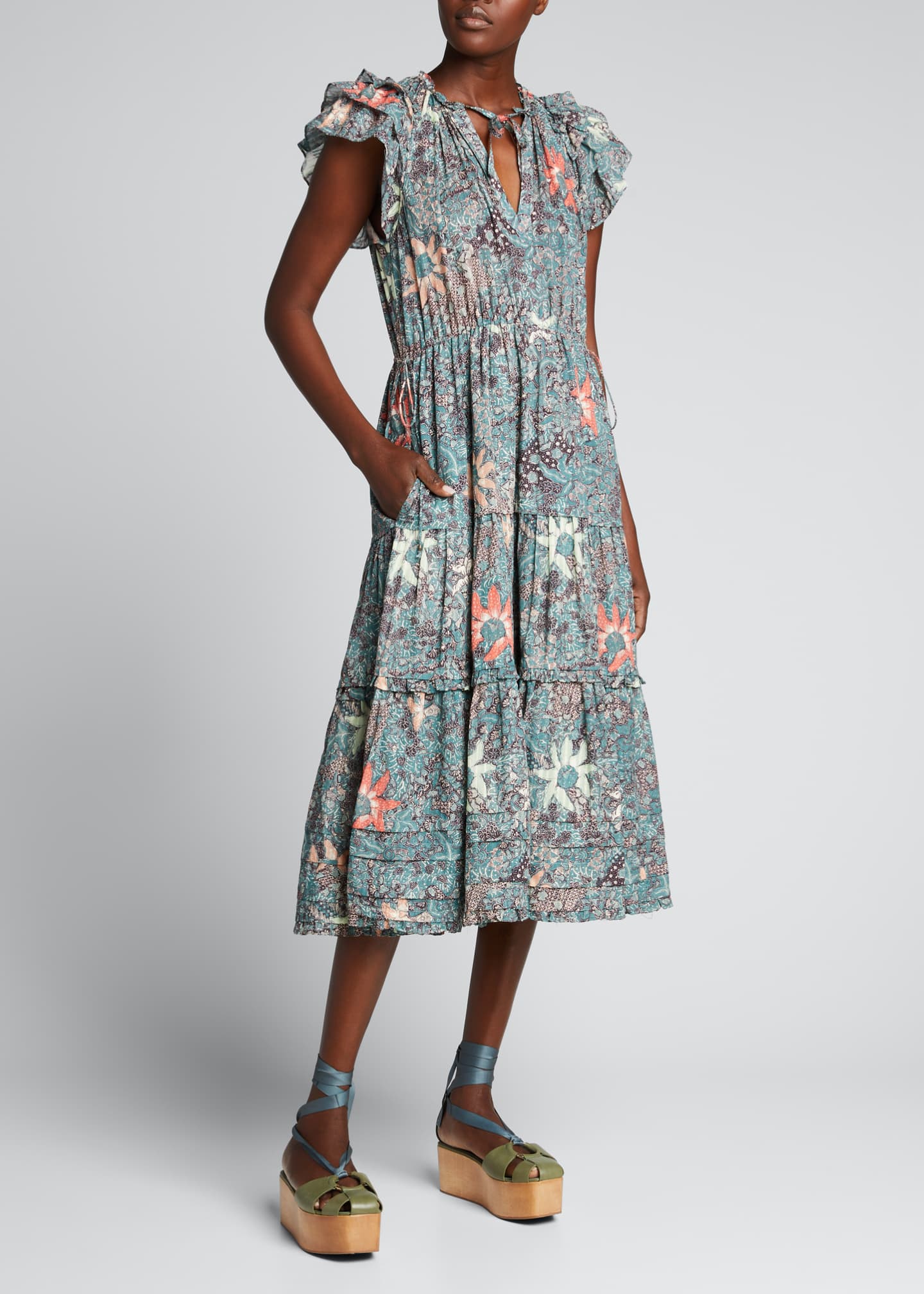 Ulla Johnson Rema Printed Ruffle Dress - Bergdorf Goodman