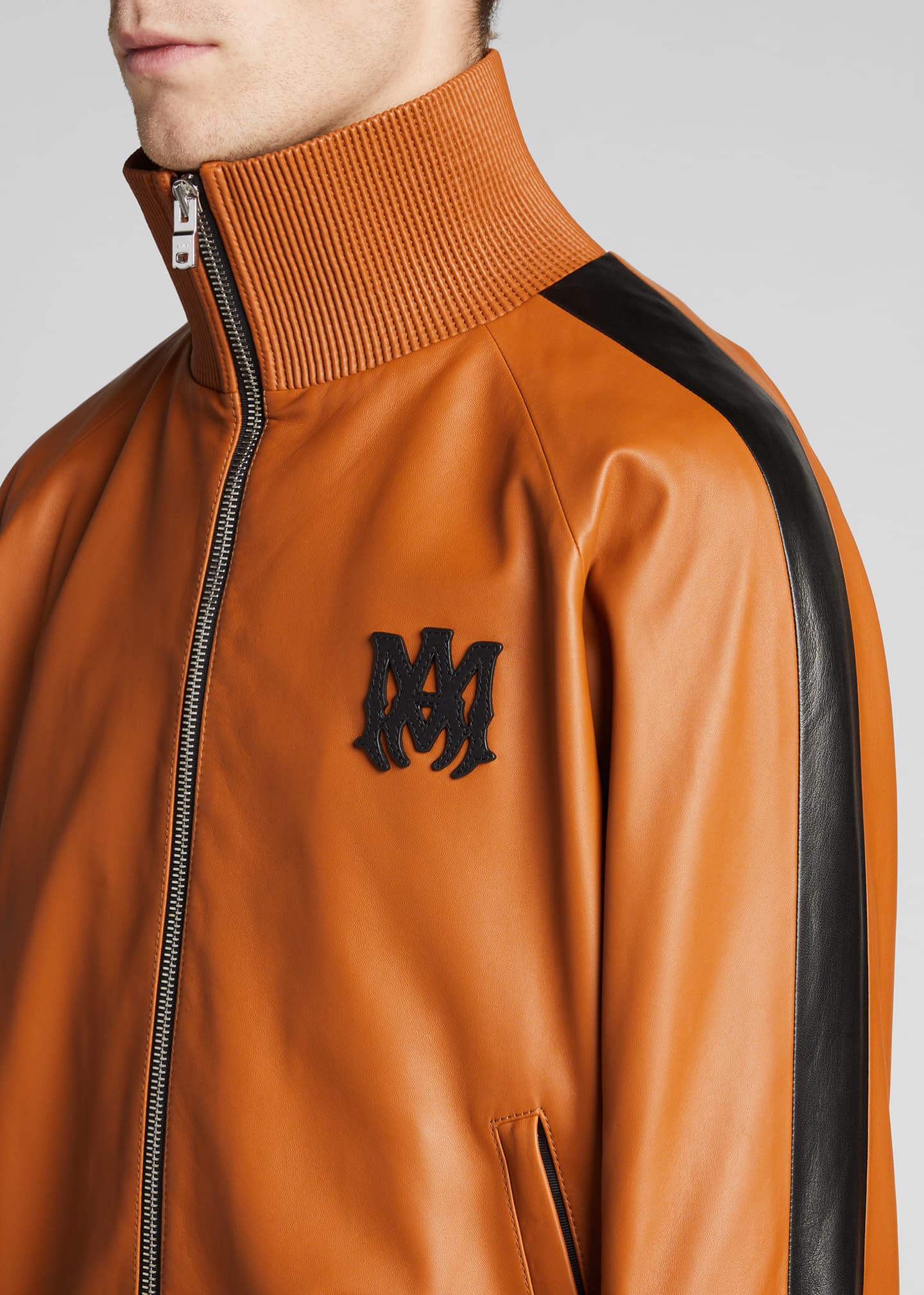 Amiri Men's Leather Zip Track Jacket Bergdorf Goodman