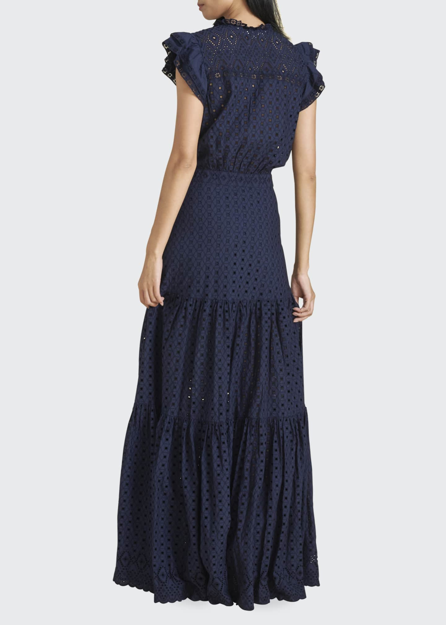 Veronica Beard Satori Eyelet Short-Sleeve Maxi Dress - Bergdorf Goodman