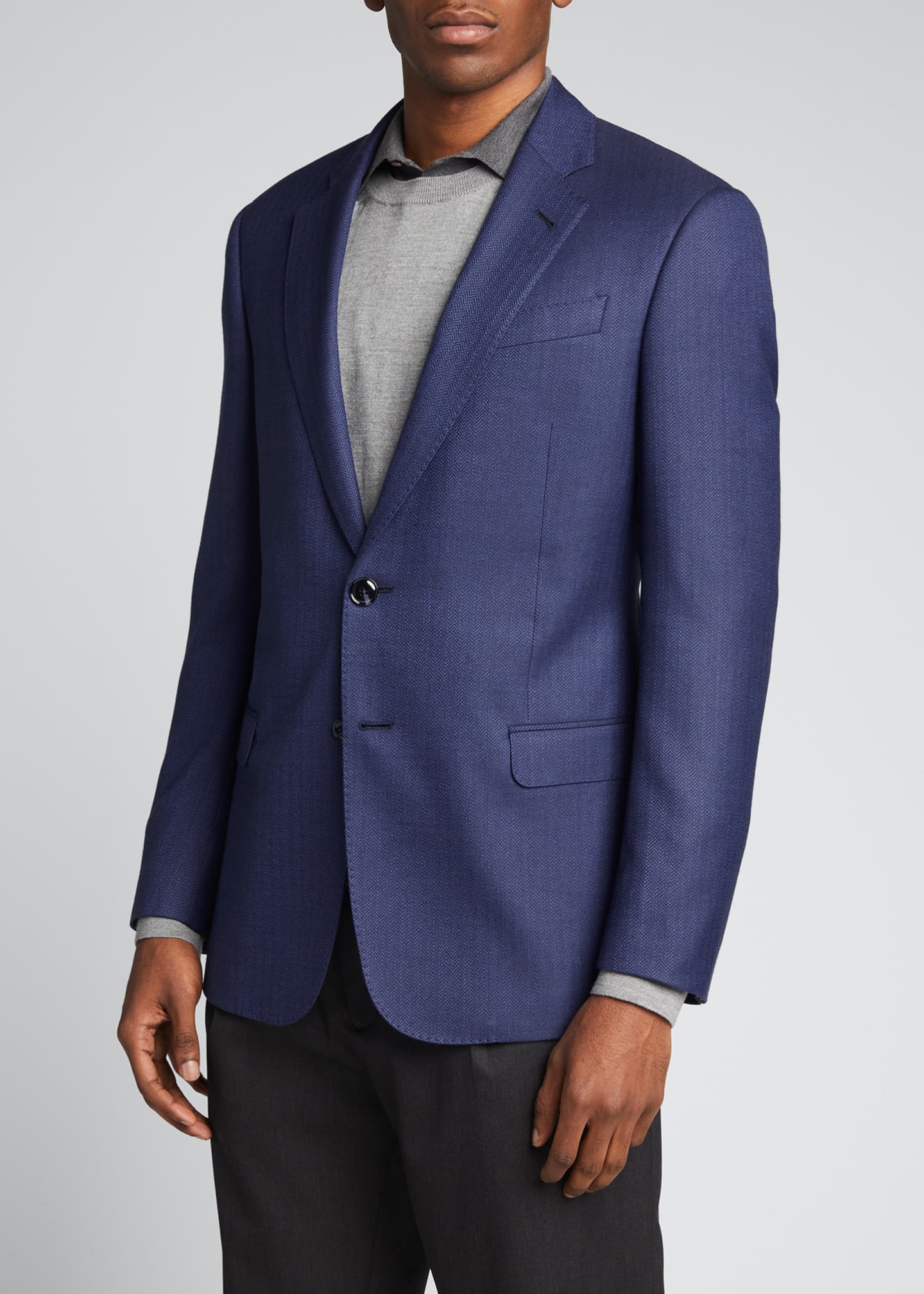 Giorgio Armani Men's Tonal Herringbone Wool/Silk Sport Jacket ...