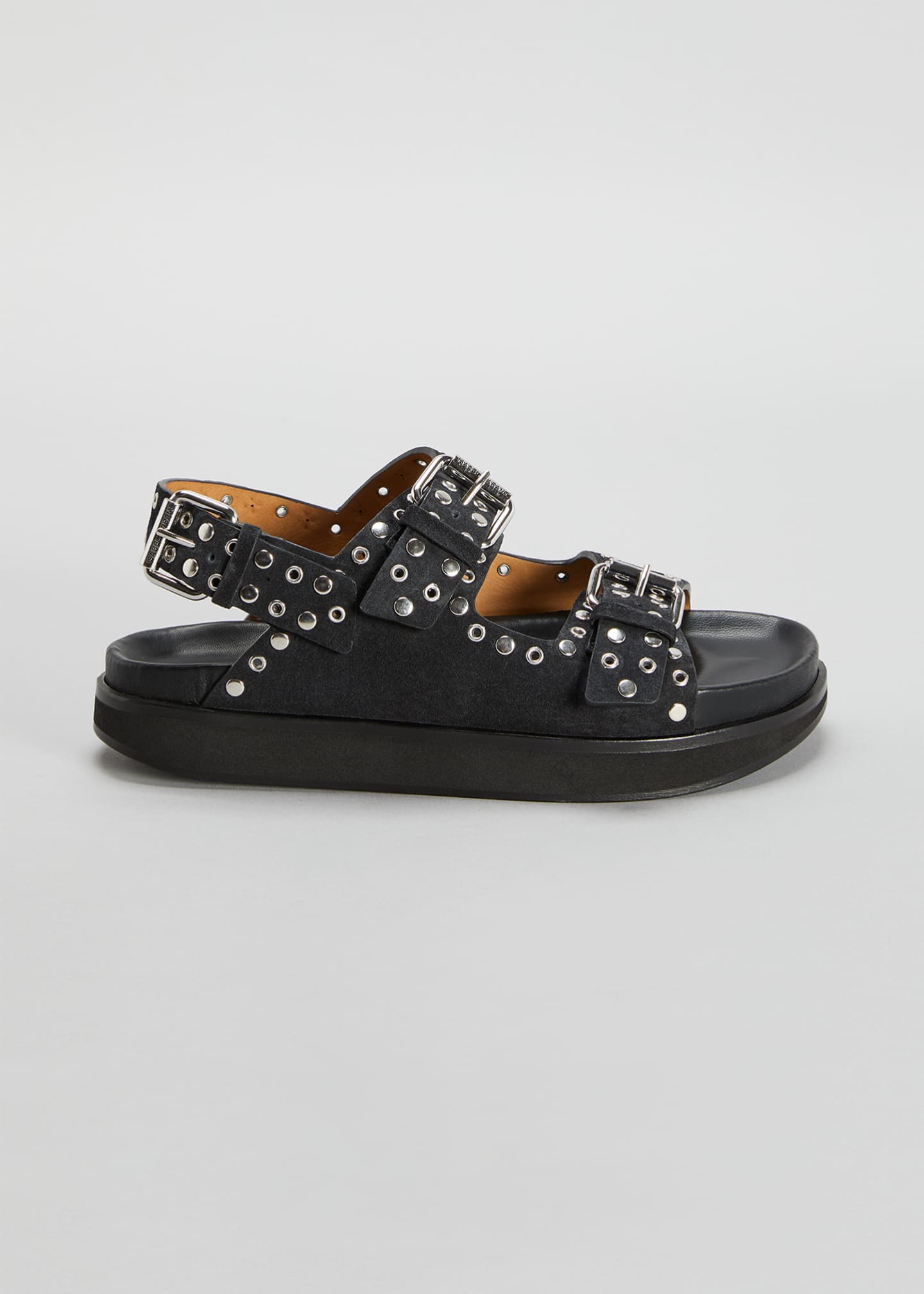 isabel marant grommet suede slide sandals