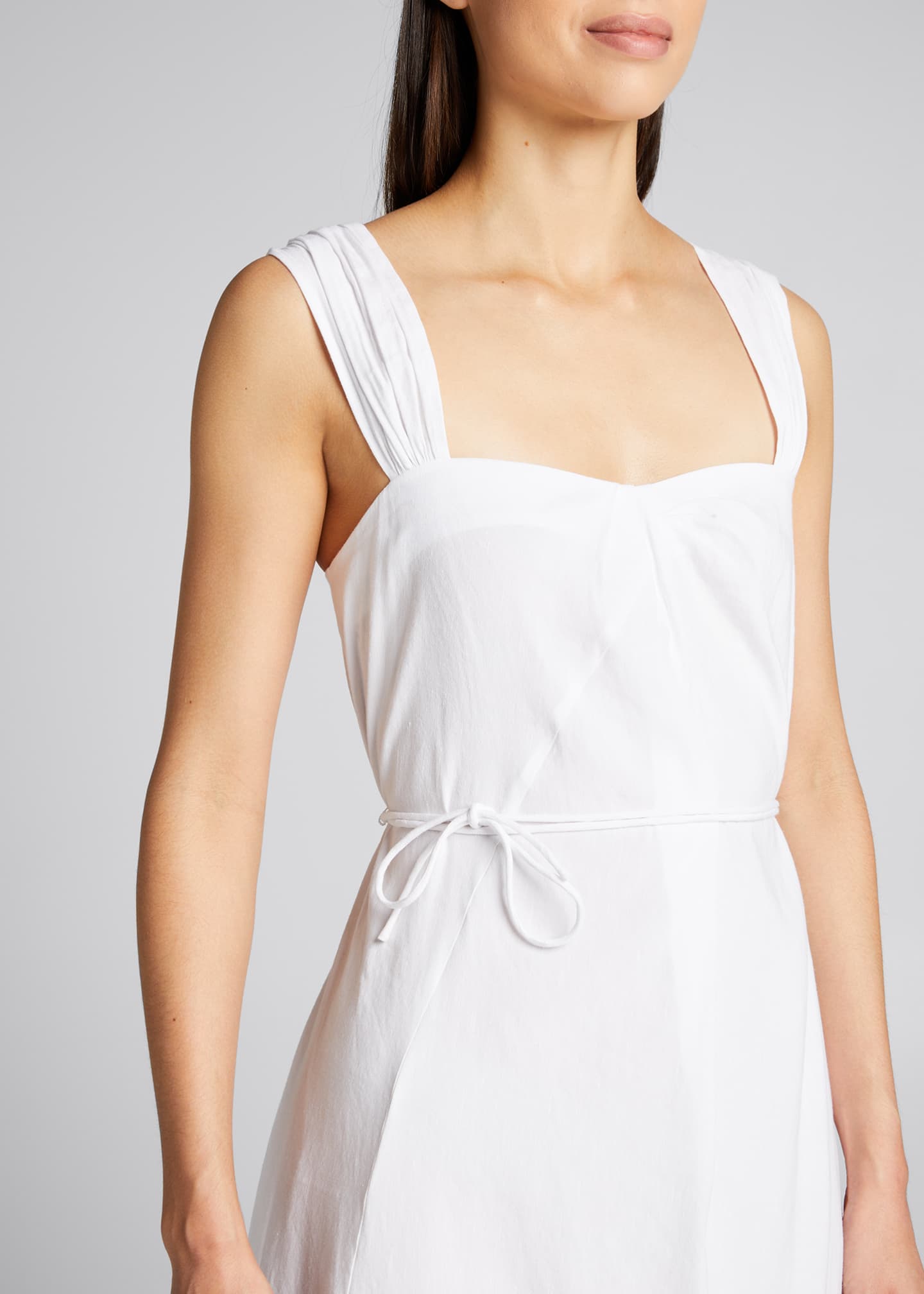 Vince PoetStrap Linen Midi Dress w/ Waist Tie Bergdorf Goodman