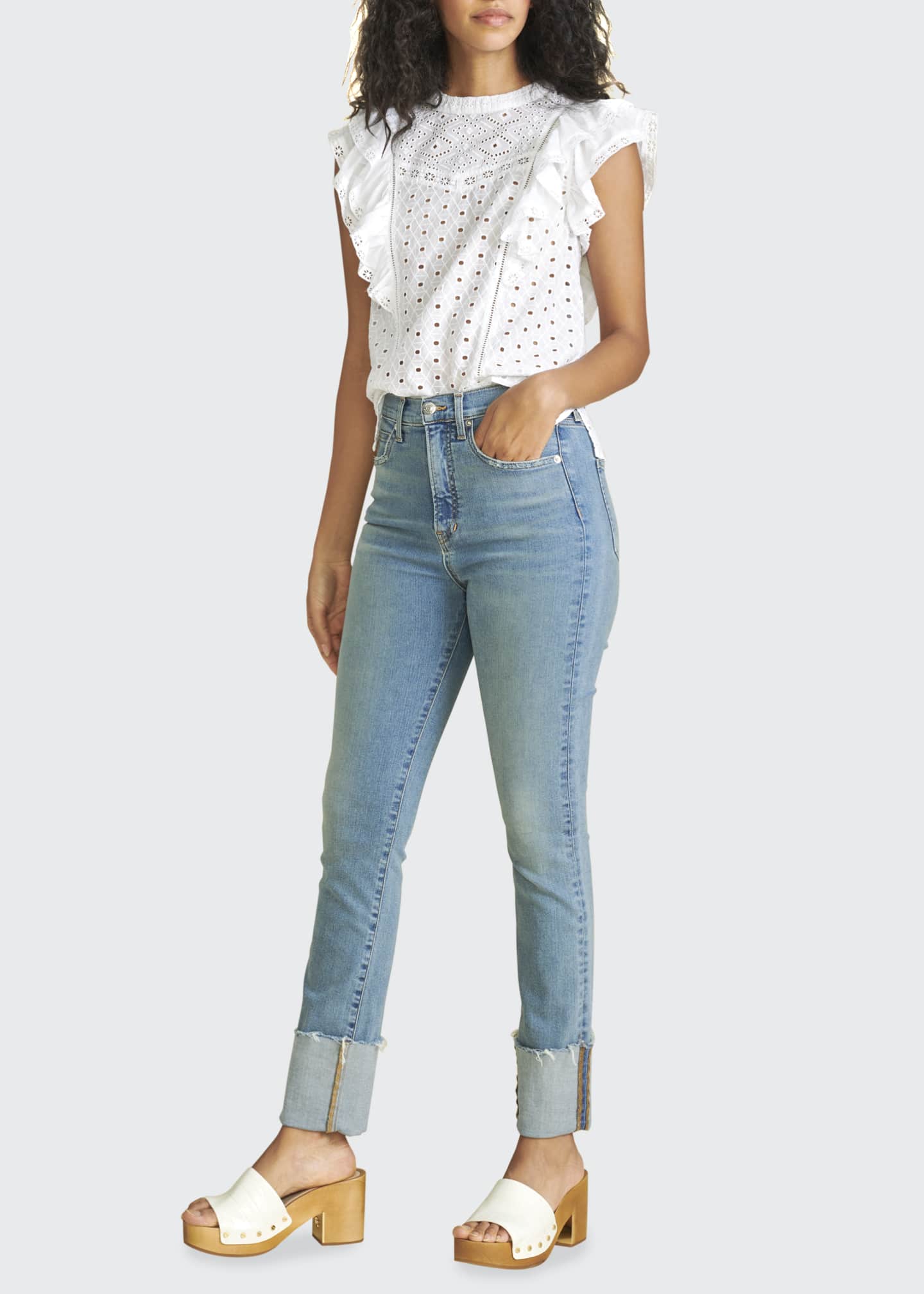 Veronica Beard Jeans Ryleigh Slim StraightLeg Jeans with Cuffs