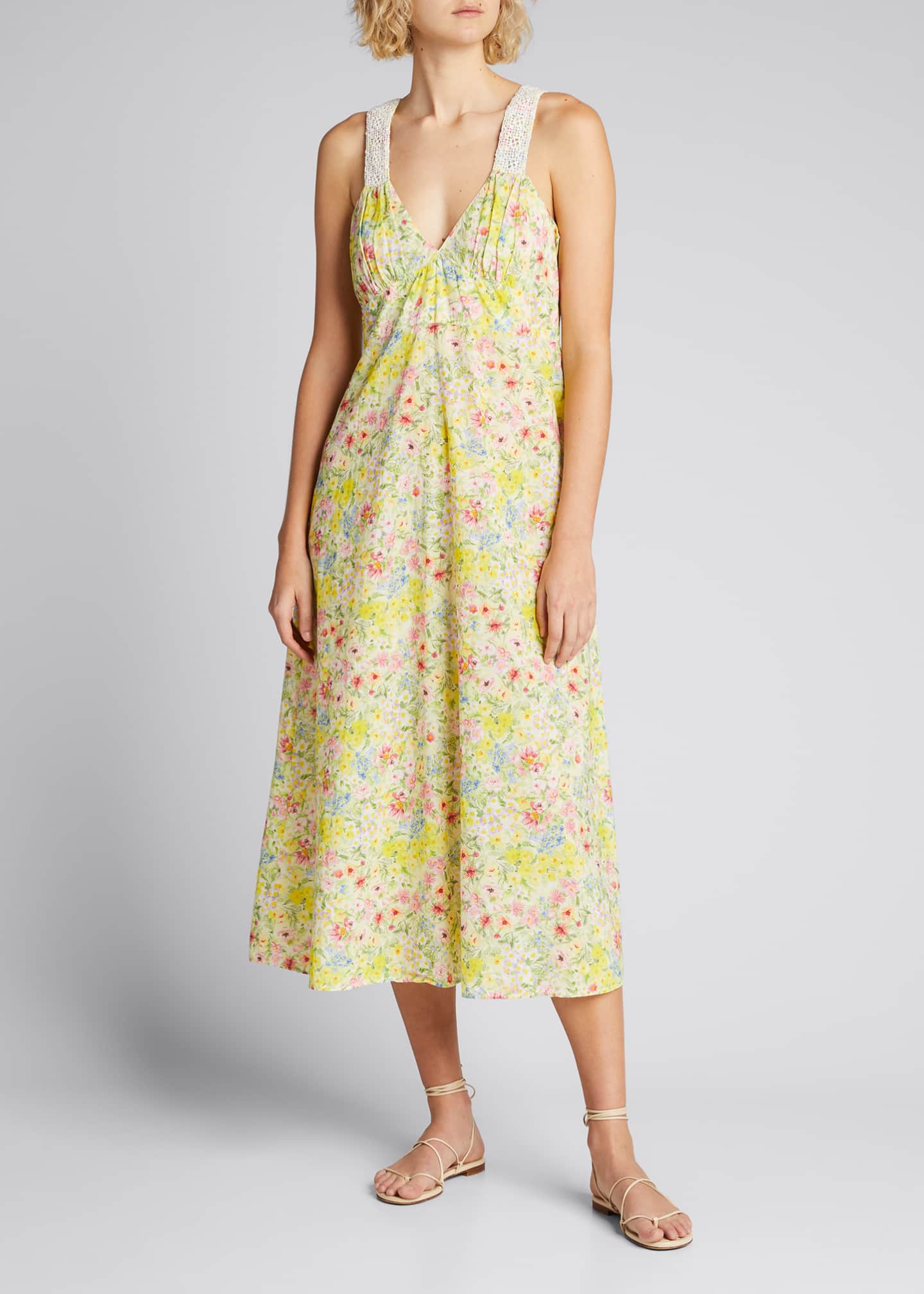 Sabina Floral-Print Cotton Midi Dress
