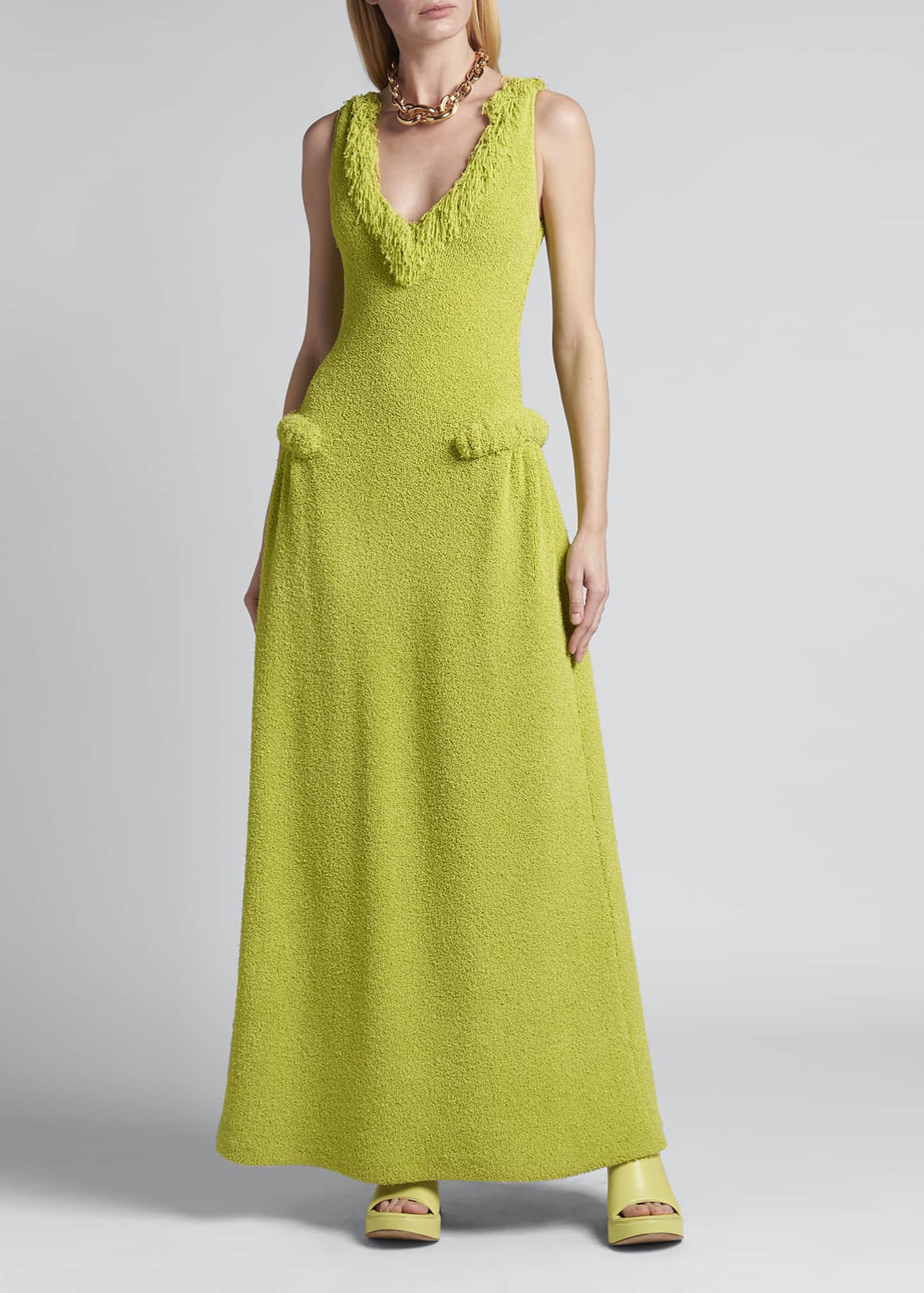Bottega Towelling Knit Fringe ALine Gown Bergdorf Goodman