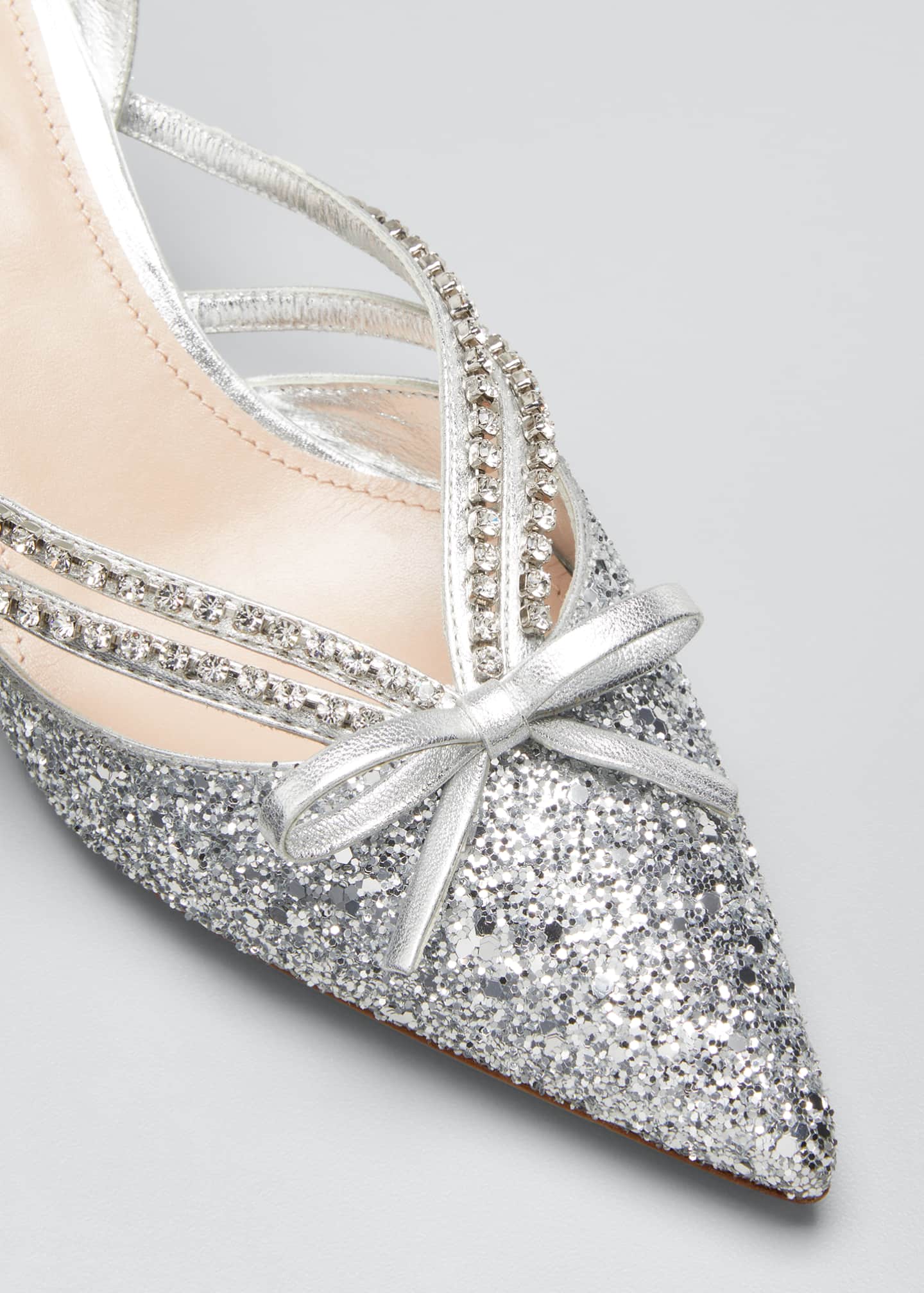 Miu Miu Metallic Glitter KittenHeel Pumps Bergdorf Goodman