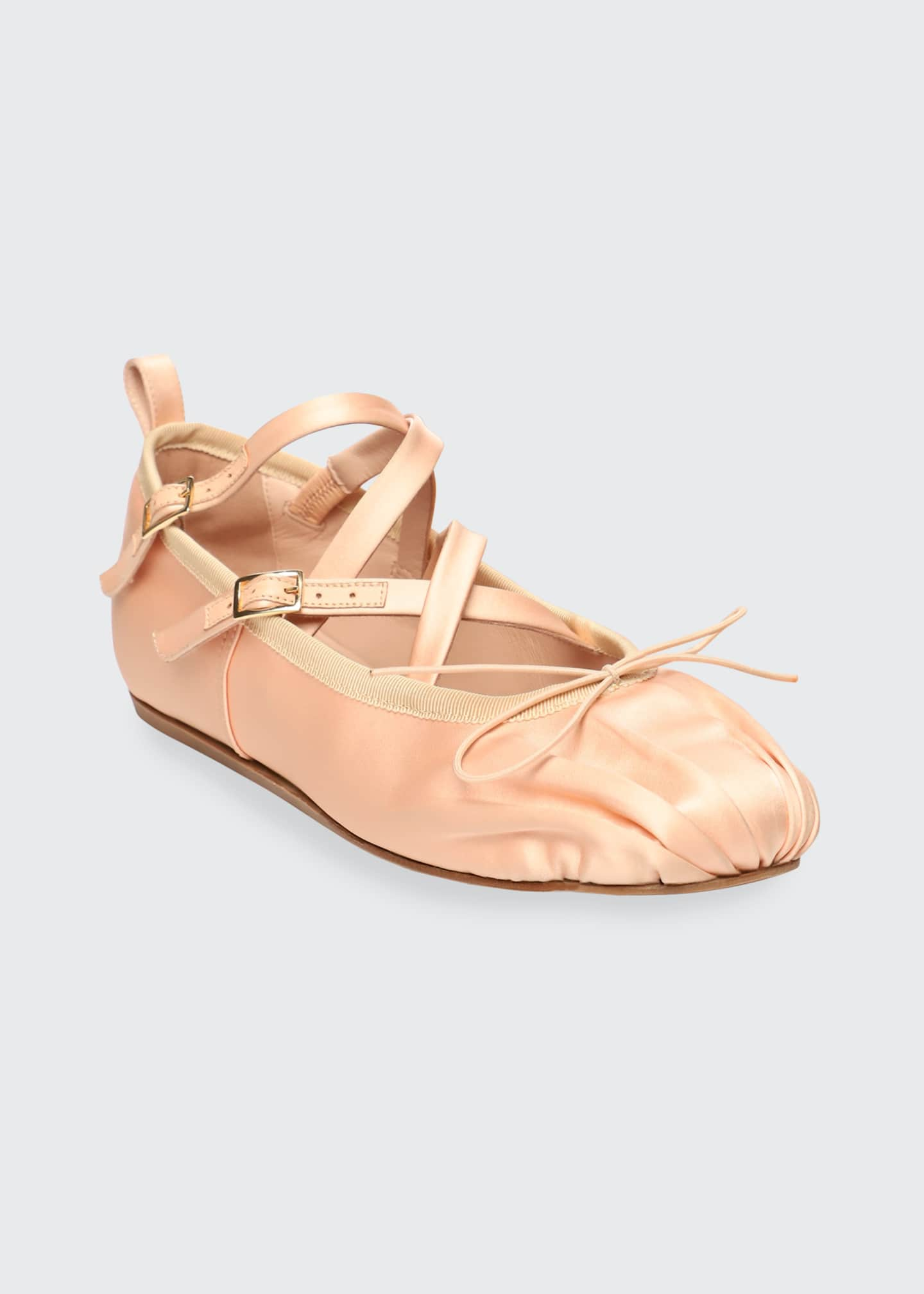 Simone Rocha Satin Double Crisscross Buckle Ballerina Flats - Bergdorf ...