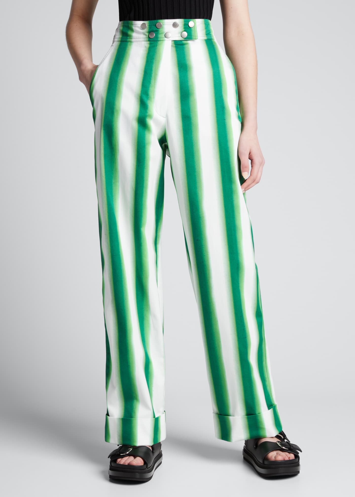 Dries Van Noten Striped Cotton Wide-leg Pants - Bergdorf Goodman