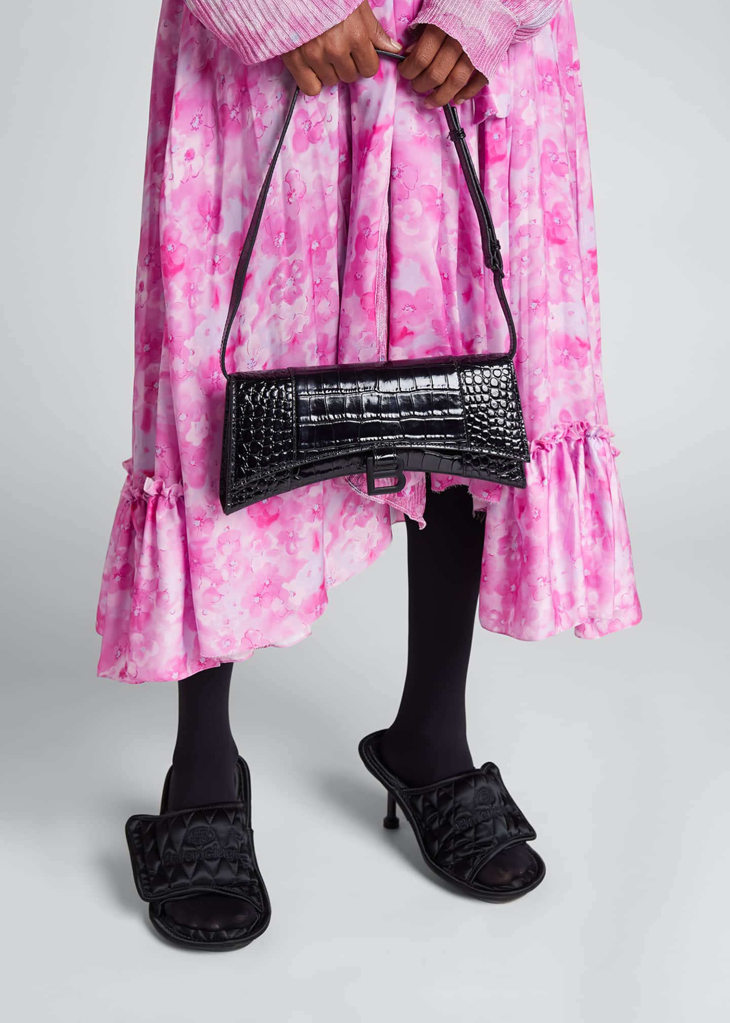 balenciaga hourglass bag pink croc
