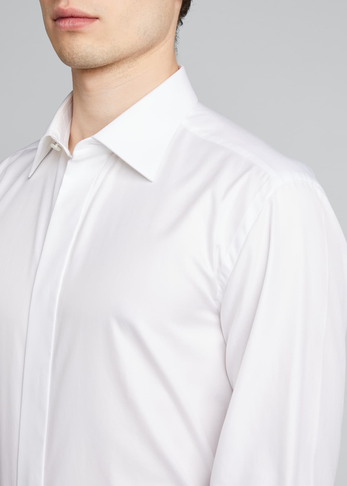 Brioni x Brad Pitt Men's Hidden-Placket Tuxedo Shirt - Bergdorf Goodman