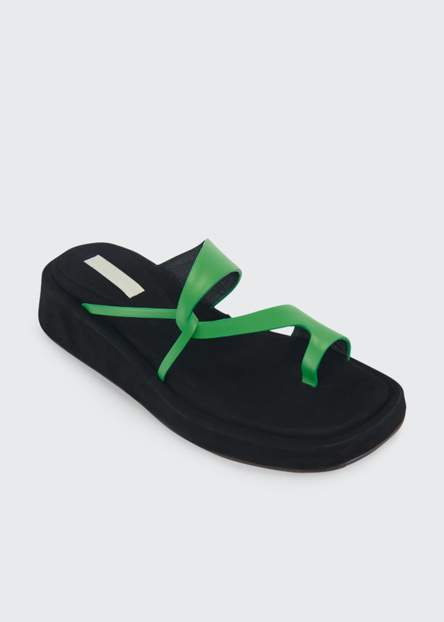 Reike Nen Curved Leather ToeRing Slide Sandals, Green Bergdorf Goodman