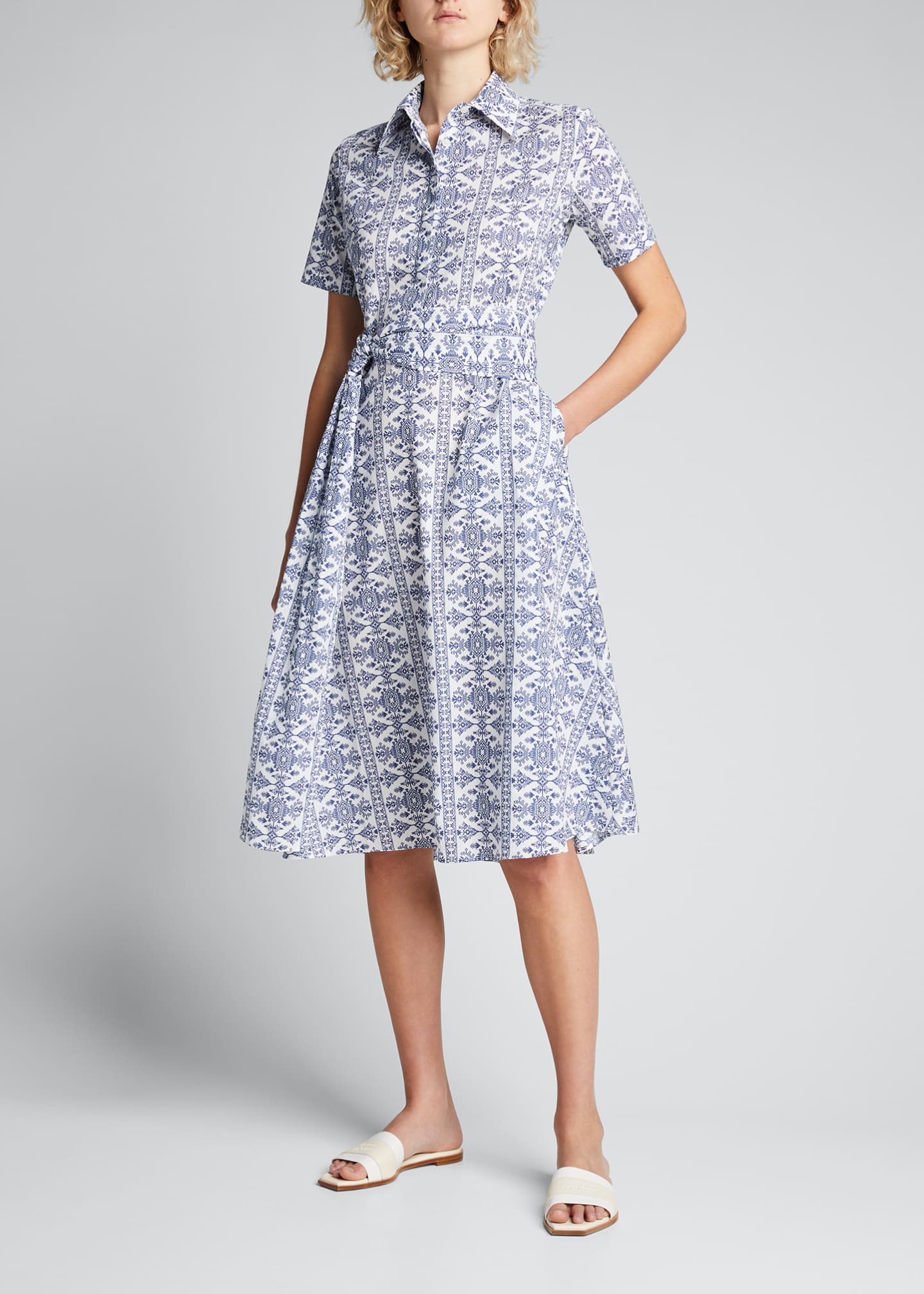 Evi Grintela Printed Cotton Belted Midi Shirtdress - Bergdorf Goodman
