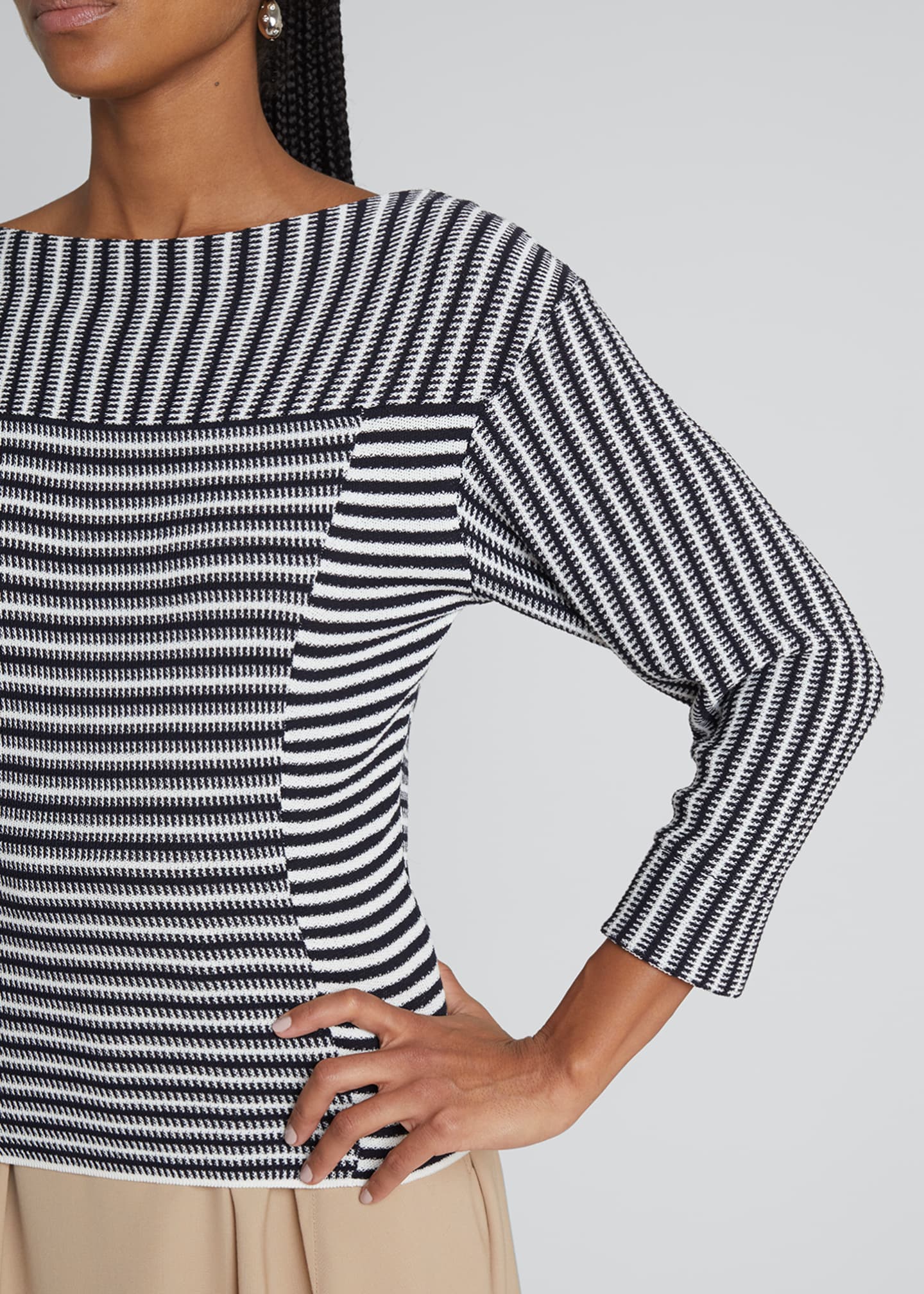 Chloe Striped Knit BoatNeck Top Bergdorf Goodman