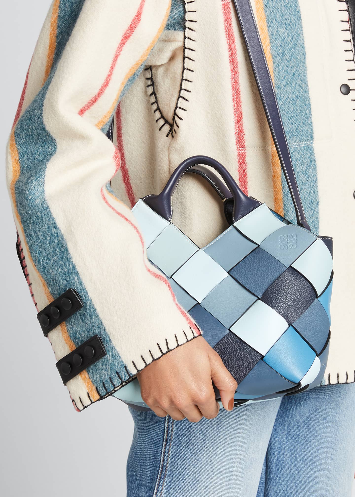 Loewe Woven Small Colorblock Basket Tote Bag - Bergdorf Goodman