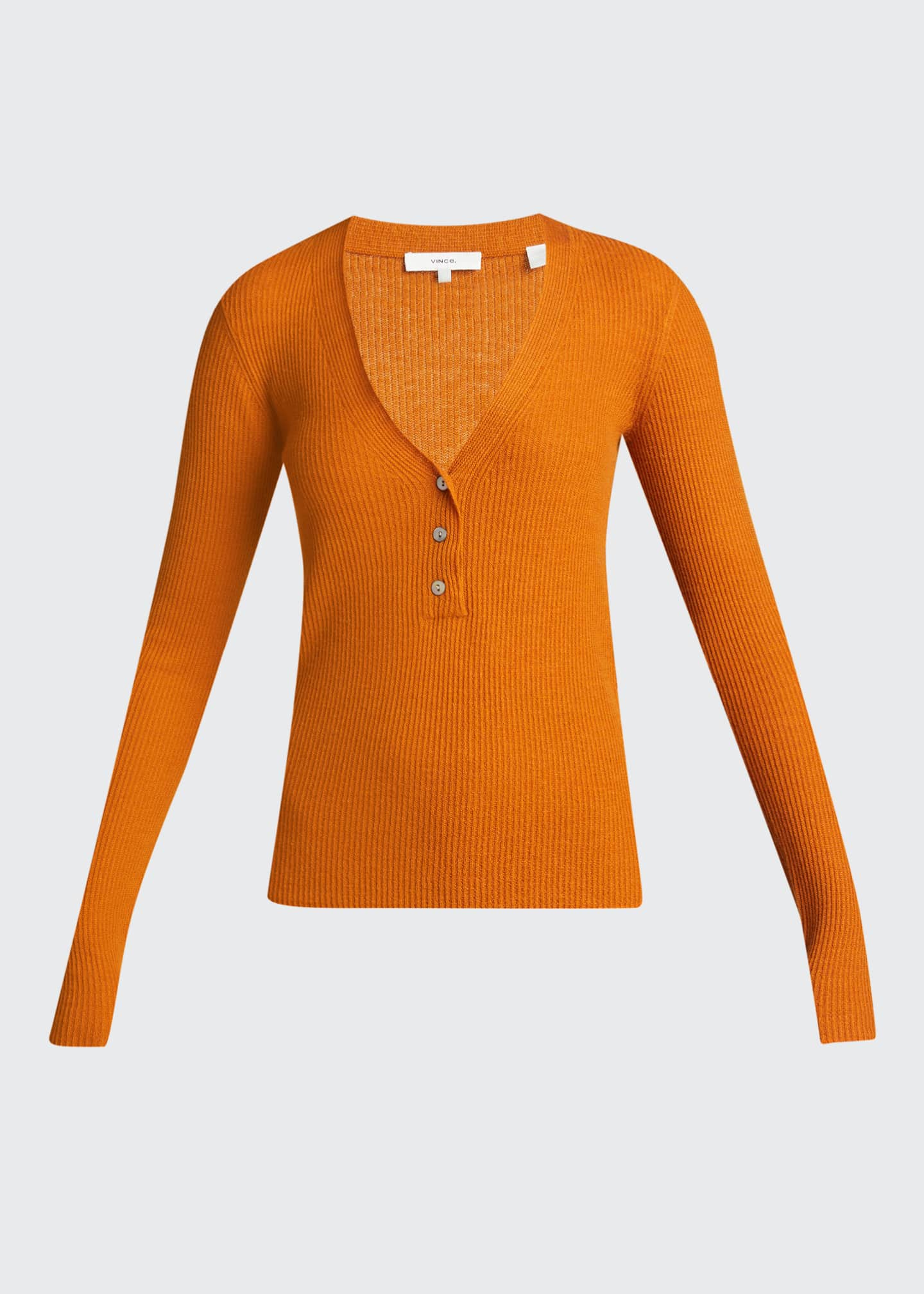 Vince Long-Sleeve V-Neck Henley Top - Bergdorf Goodman