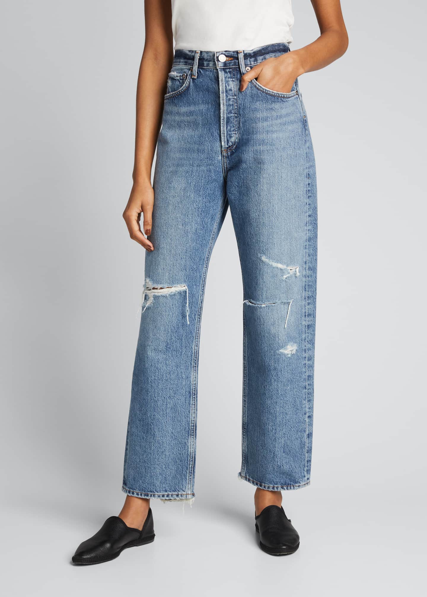 AGOLDE 90s Distressed High-Rise Jeans - Bergdorf Goodman