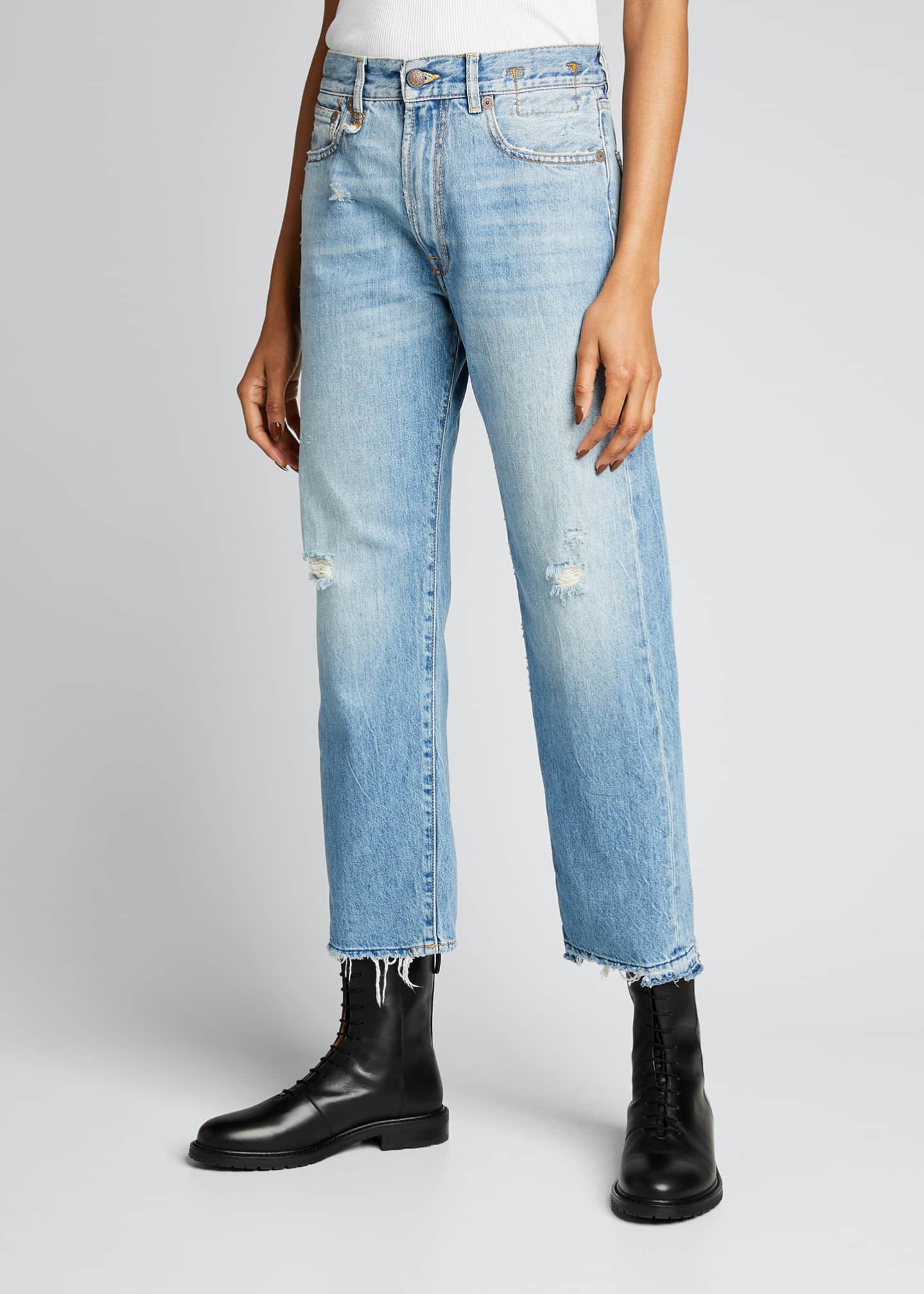R13 Boyfriend Jeans with Frayed Hem Bergdorf Goodman