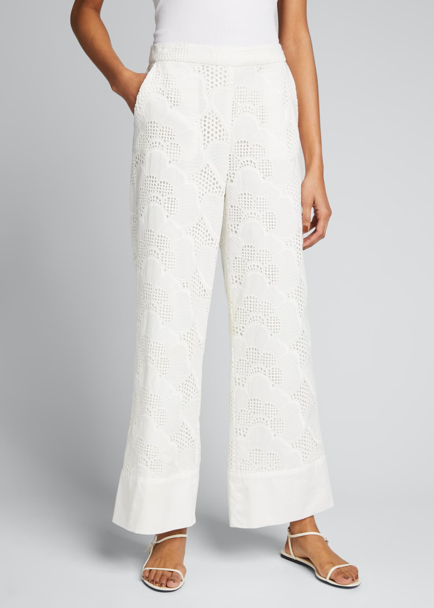 Milly Marlowe Pieres WideLeg Eyelet Pants Bergdorf Goodman