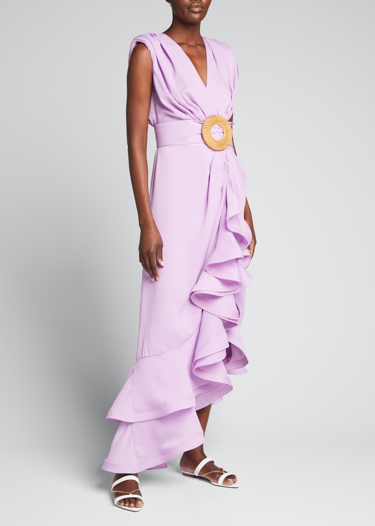 Bronx and Banco Lika Belted Asymmetric Ruffle Dress Bergdorf Goodman