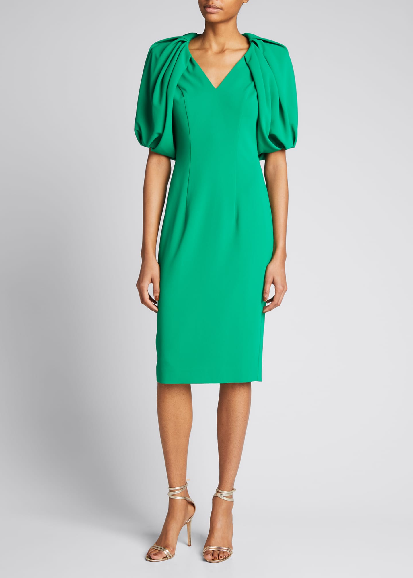 Badgley Mischka Collection Puff Sleeve Crepe Sheath Dress Bergdorf Goodman 