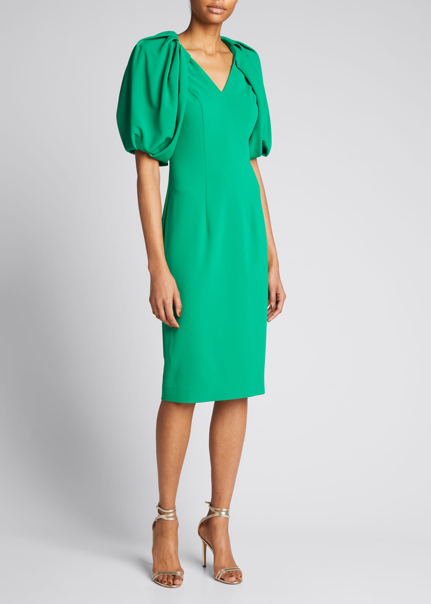 badgley mischka puff sleeve gown