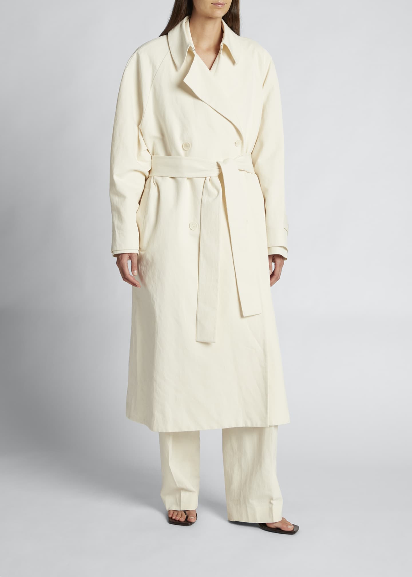 THE ROW Oswin Belted Linen Trench Coat - Bergdorf Goodman