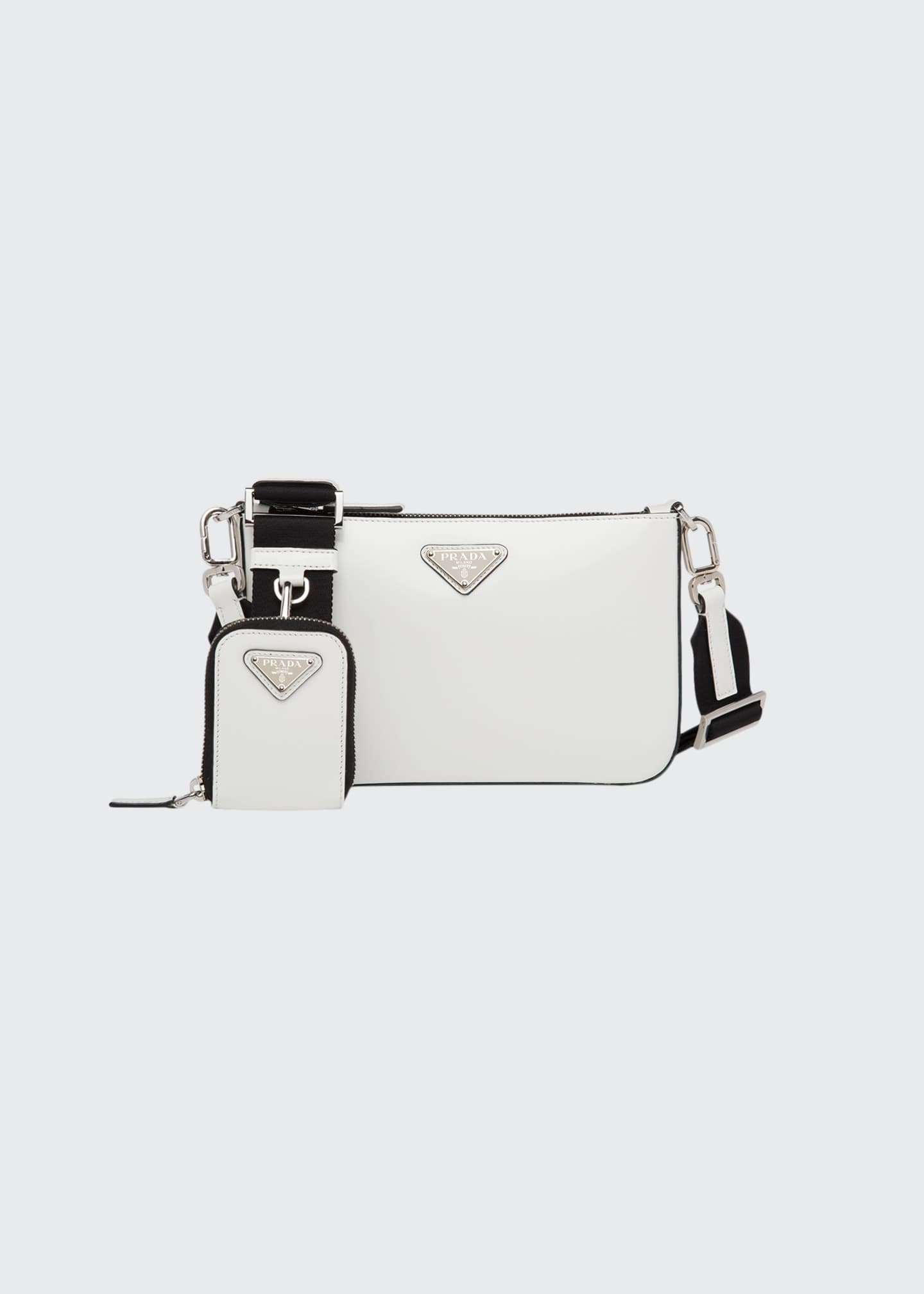 Prada Men's Brushed Leather Crossbody Bag with Pouch - Bergdorf Goodman