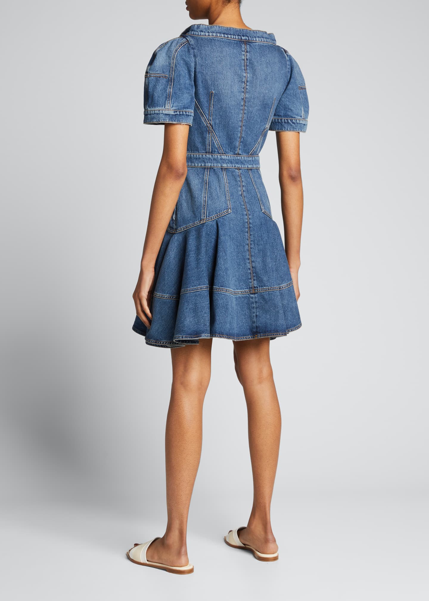 Alexander McQueen Denim Fit&Flare Dress Bergdorf Goodman