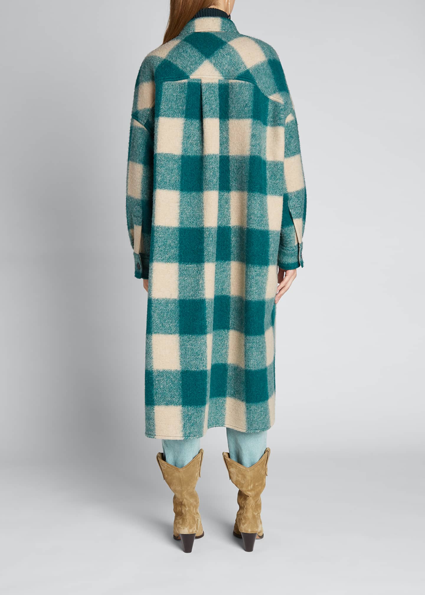 Etoile Isabel Marant Fontizi Plaid Wool Long Coat - Bergdorf Goodman