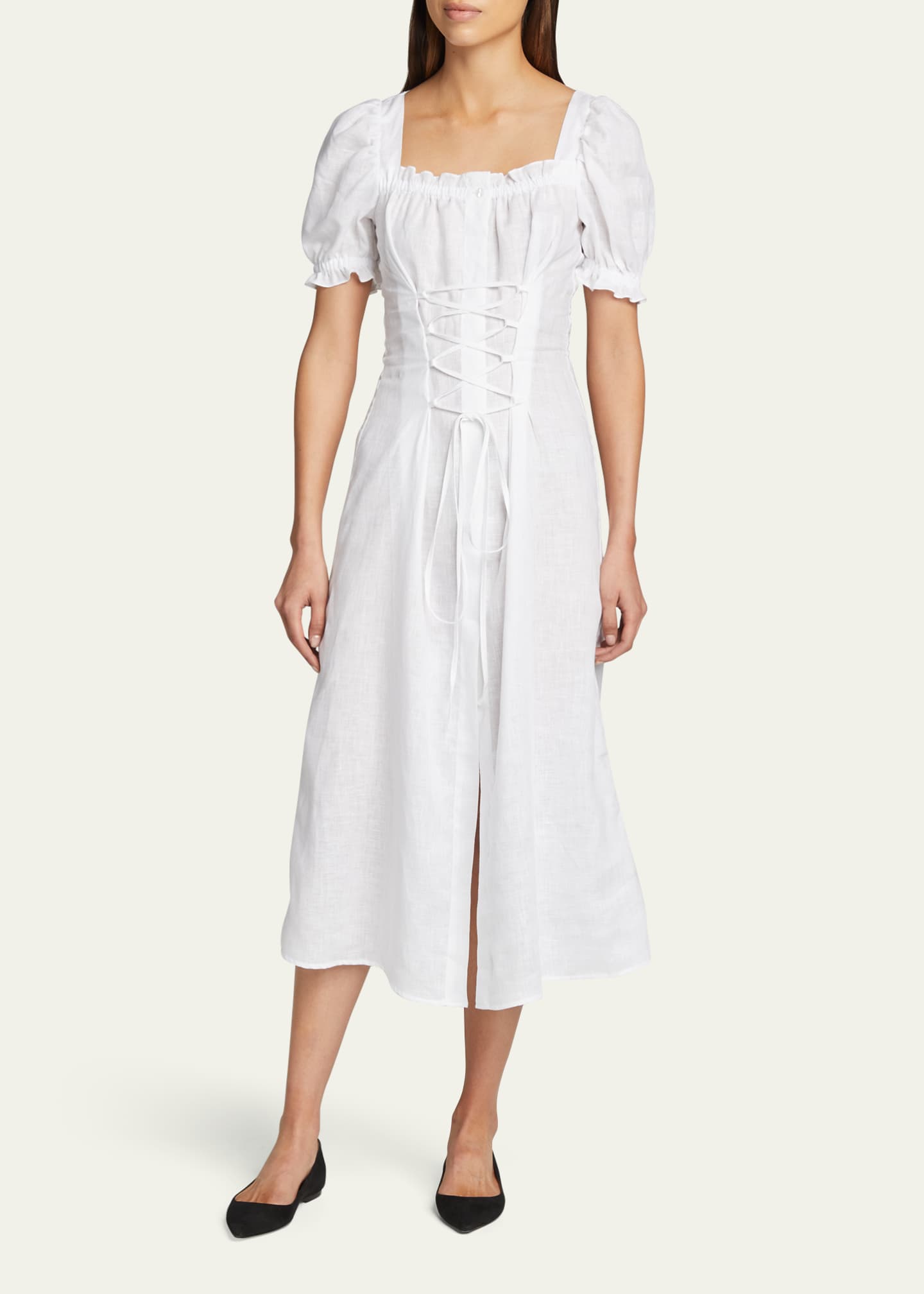 Marquise Linen Lace-Up Dress