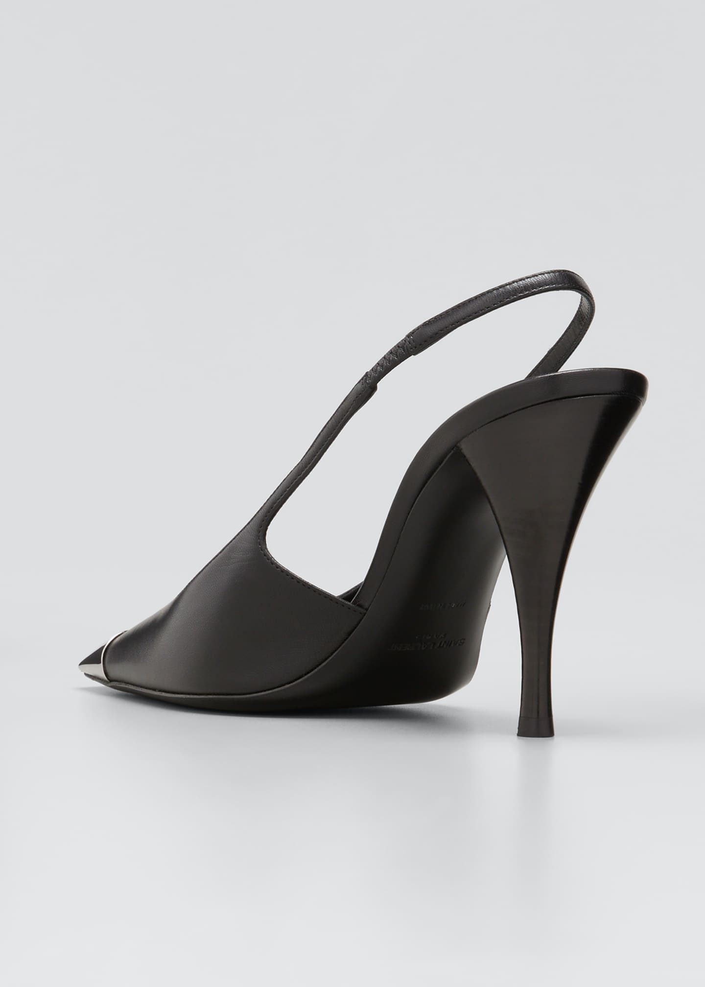 Saint Laurent Blade Metallic-Toe Slingback Pumps - Bergdorf Goodman