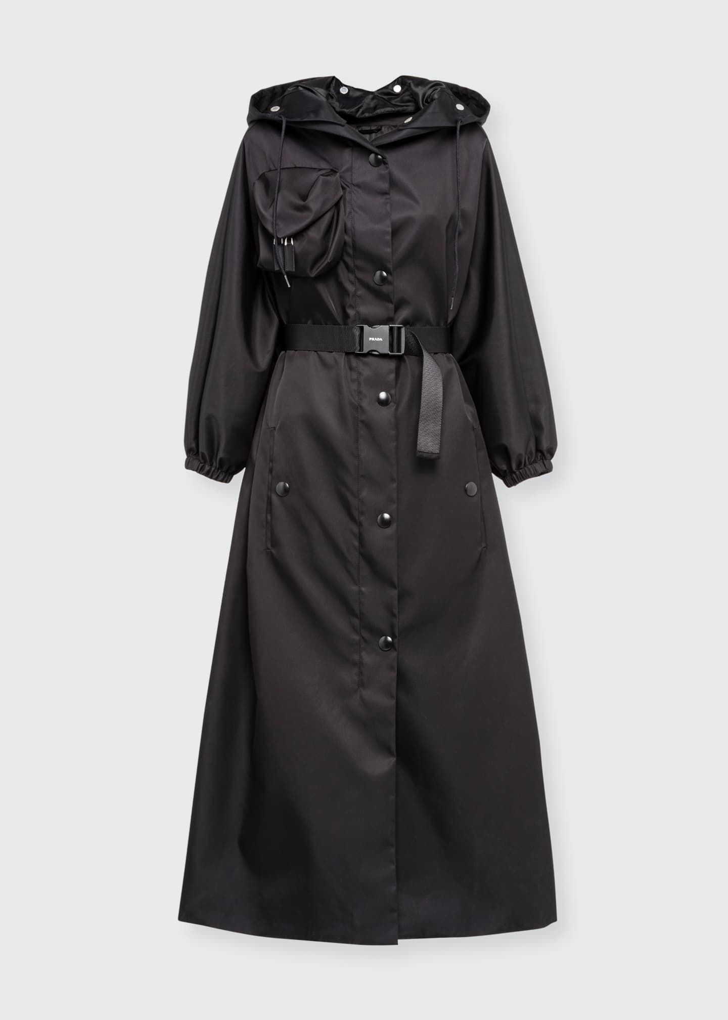 prada belted nylon coat