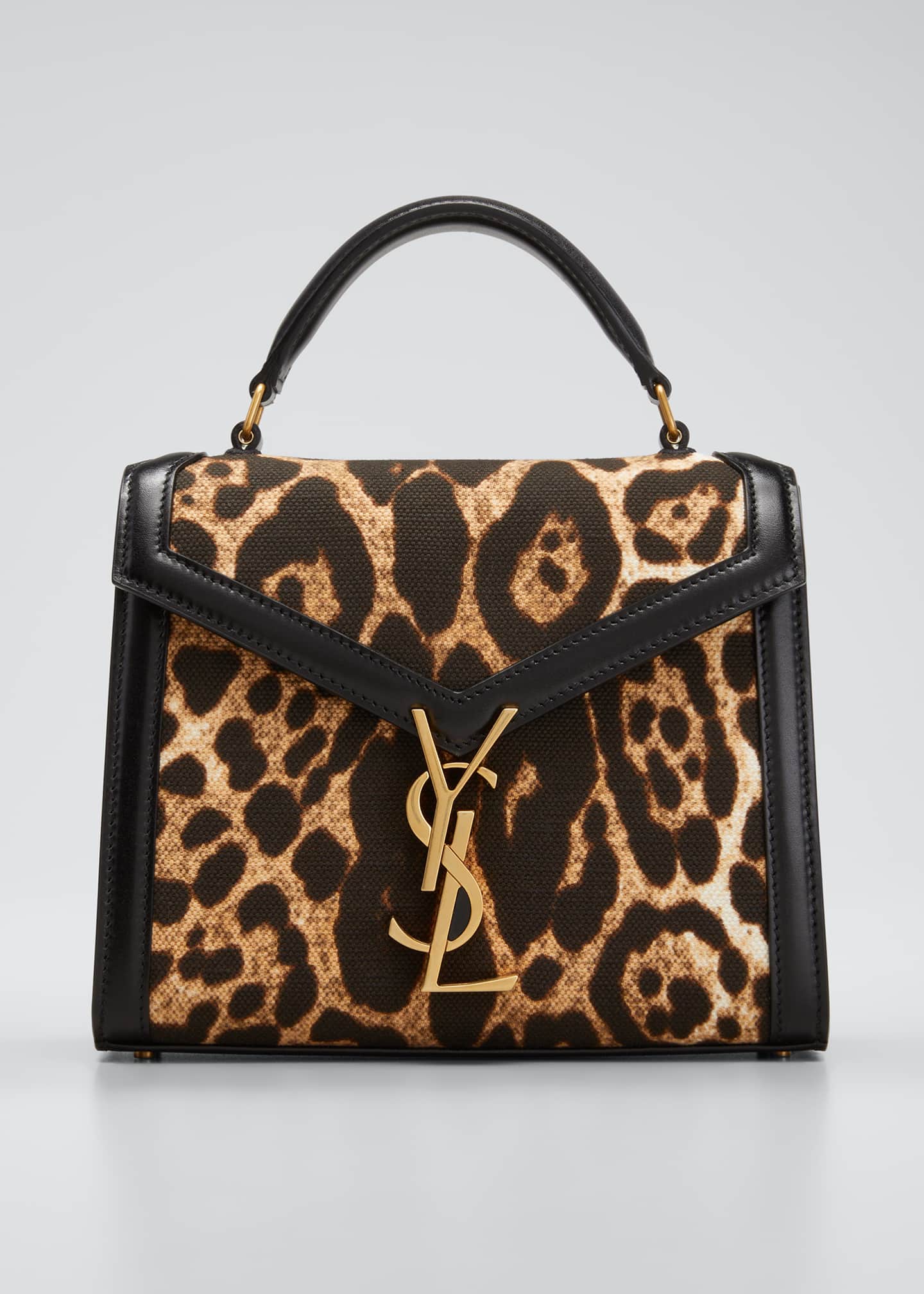 Saint Laurent Cassandra YSL Mini LeopardPrint Top Handle Bag