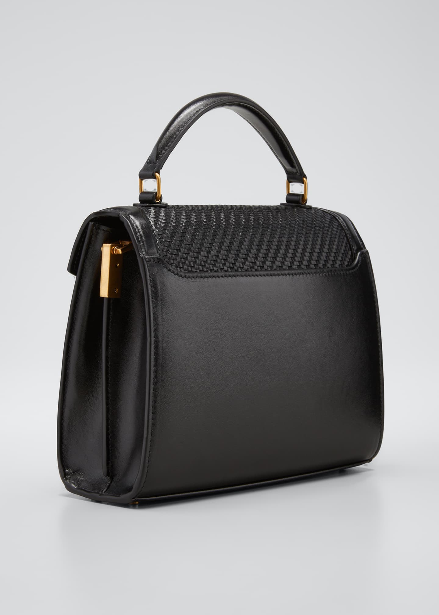 Saint Laurent Cassandra YSL Woven Leather Mini Top-Handle Bag ...