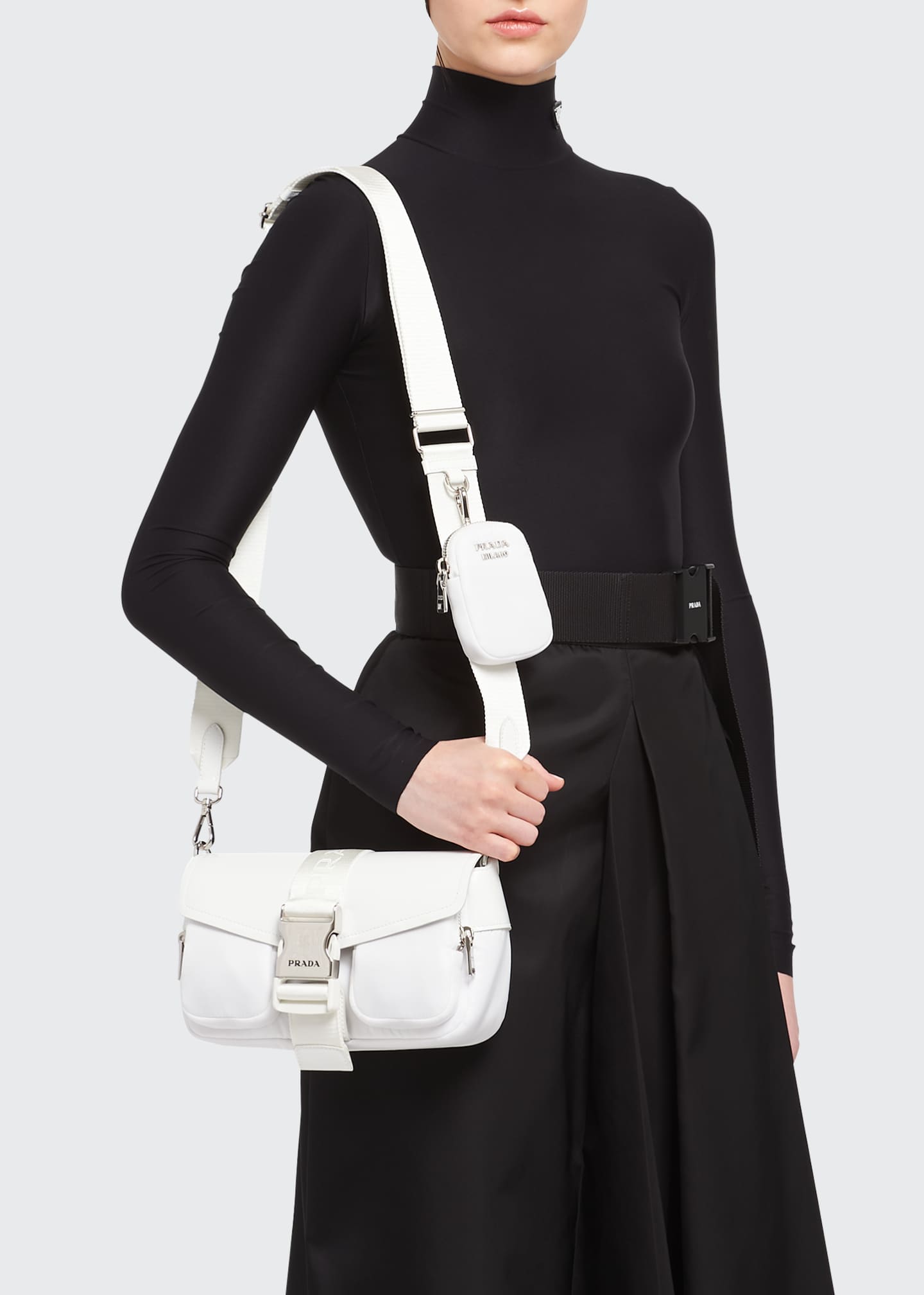 Prada Nylon & Brushed Leather Shoulder Bag - Bergdorf Goodman