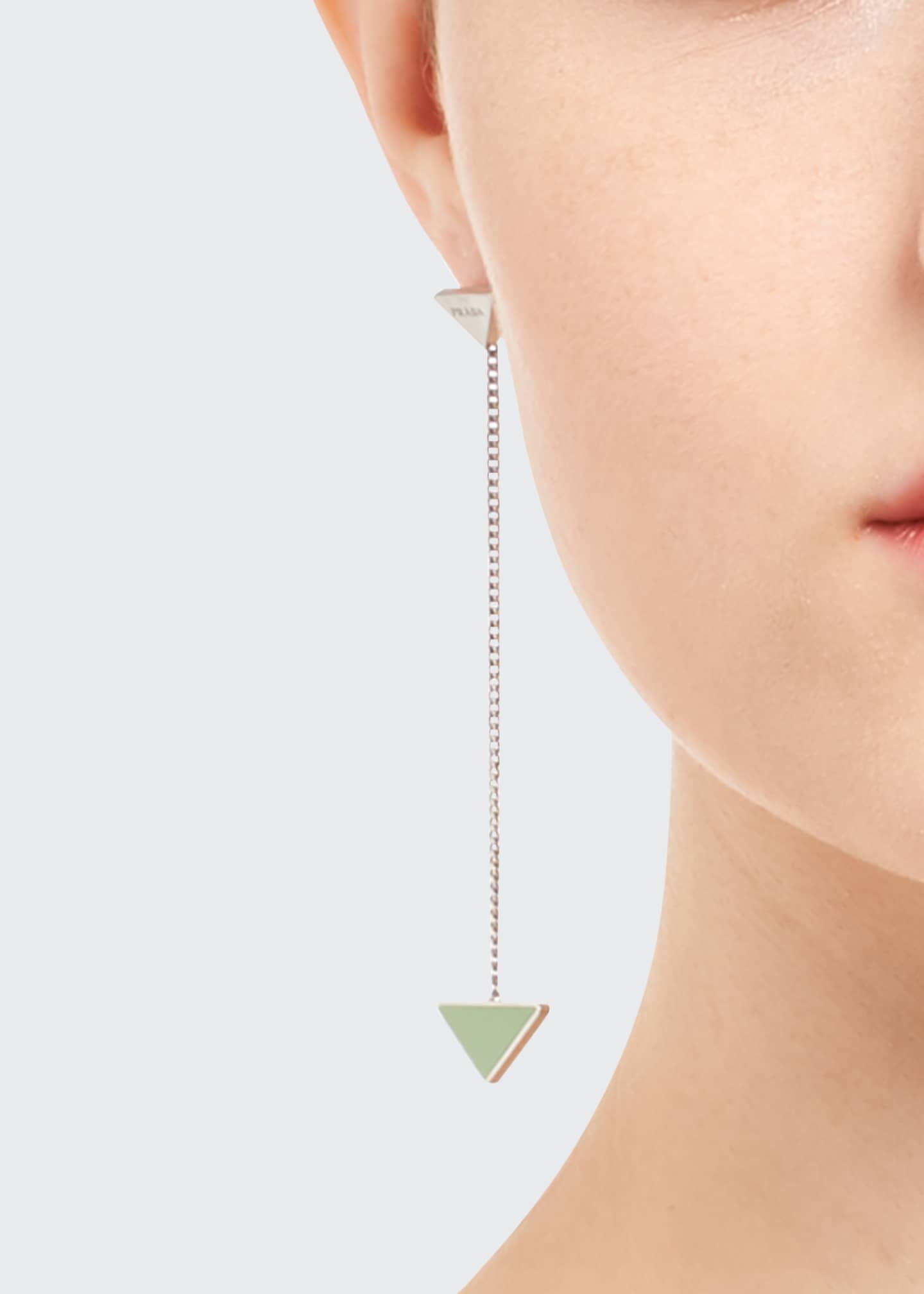 Prada Enamel Triangle Sterling Silver Chain Drop Earrings Bergdorf