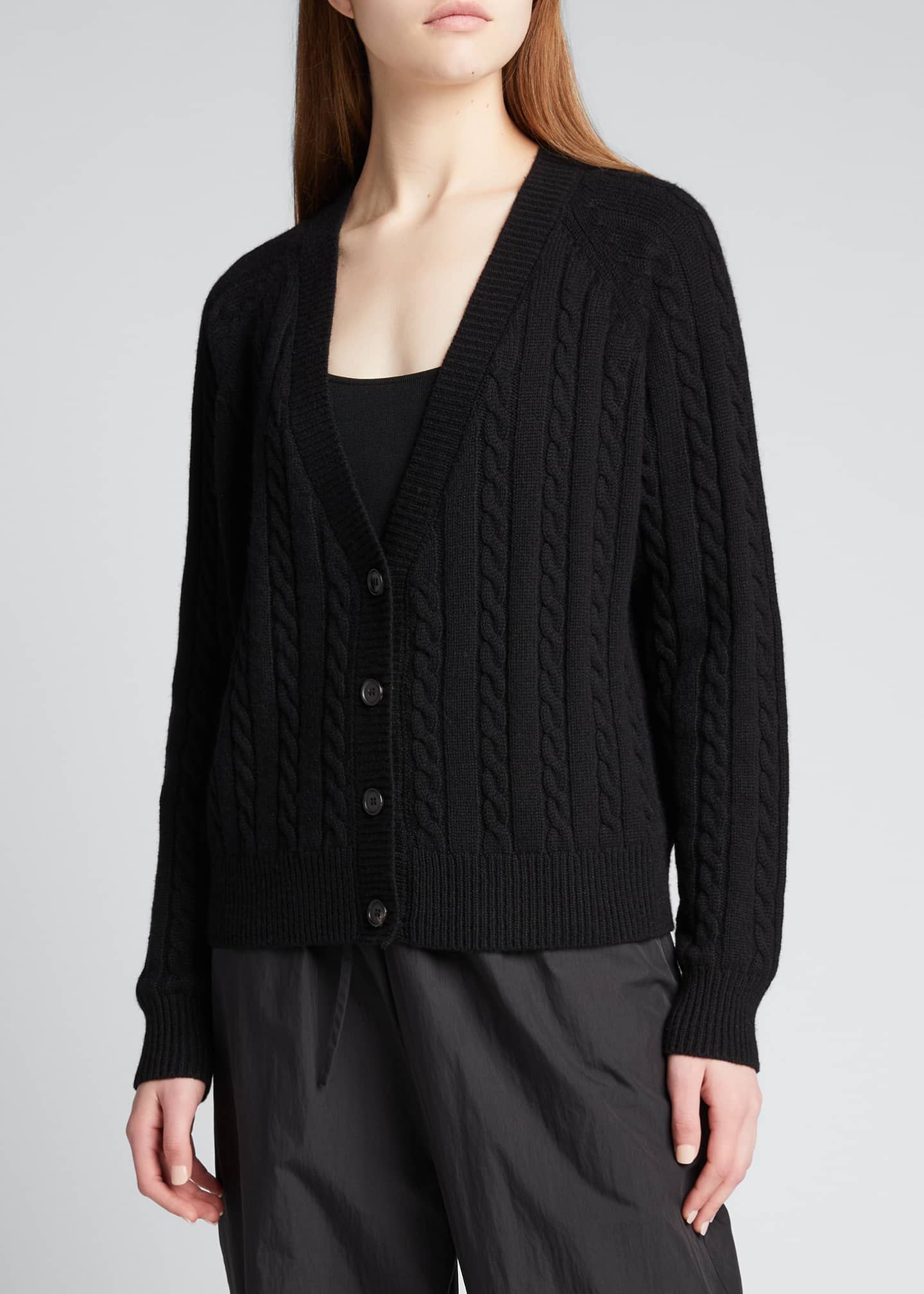 Co VNeck Cashmere CableKnit Cardigan Bergdorf Goodman