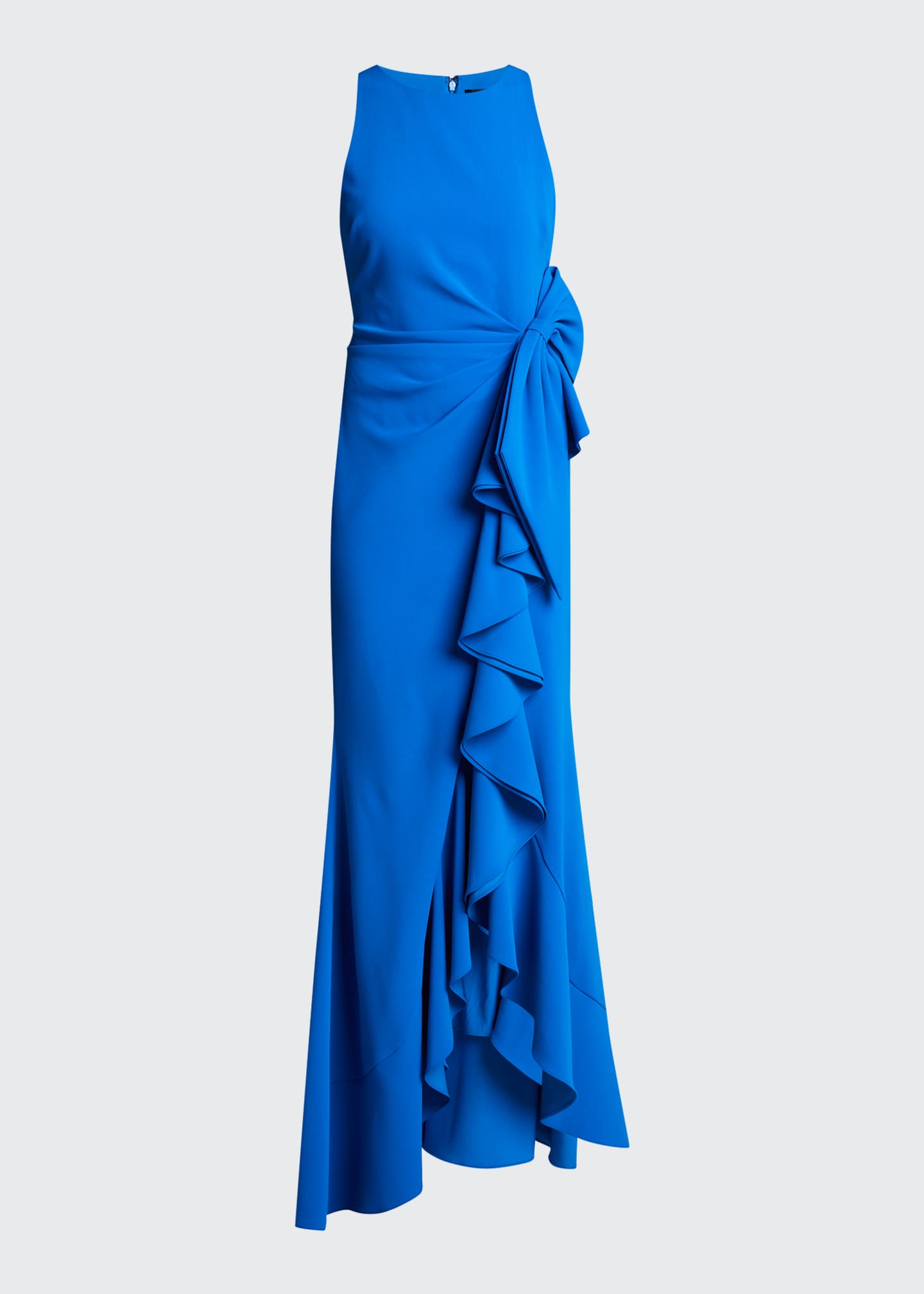 badgley mischka asymmetrical ruffle gown