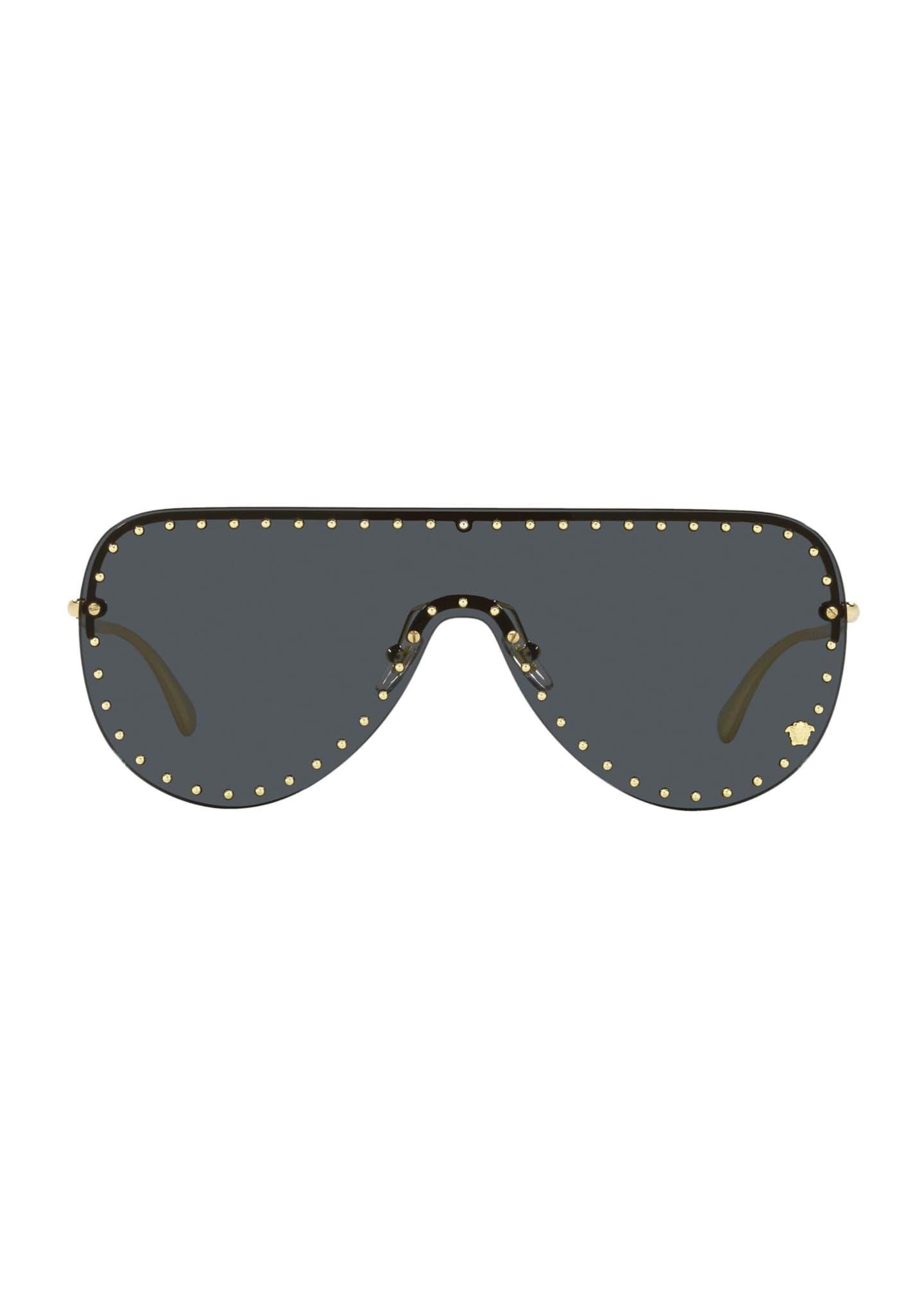Versace Rimless Studded Metal Shield Sunglasses - Bergdorf Goodman