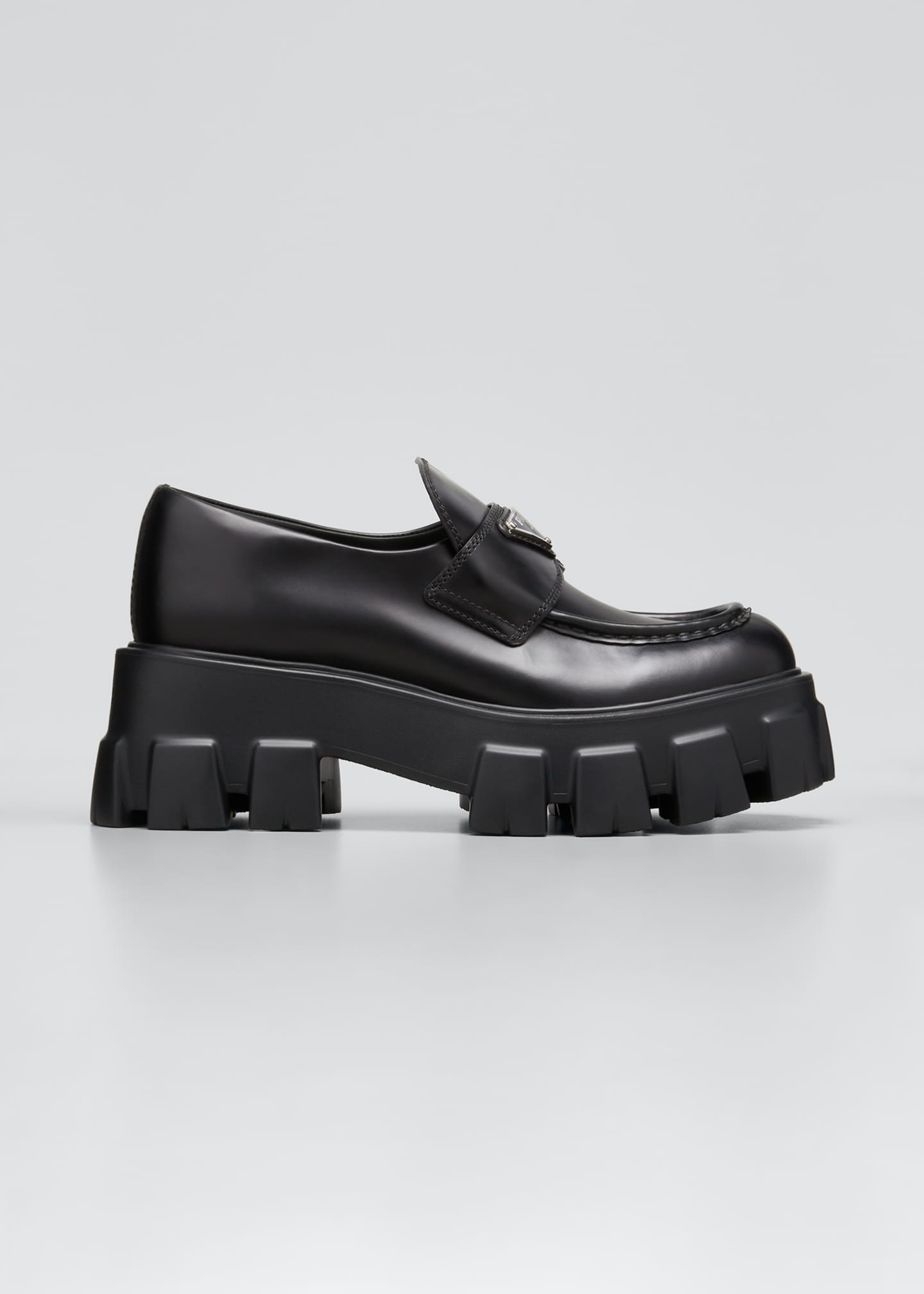 Prada Leather Logo Platform Loafers - Bergdorf Goodman
