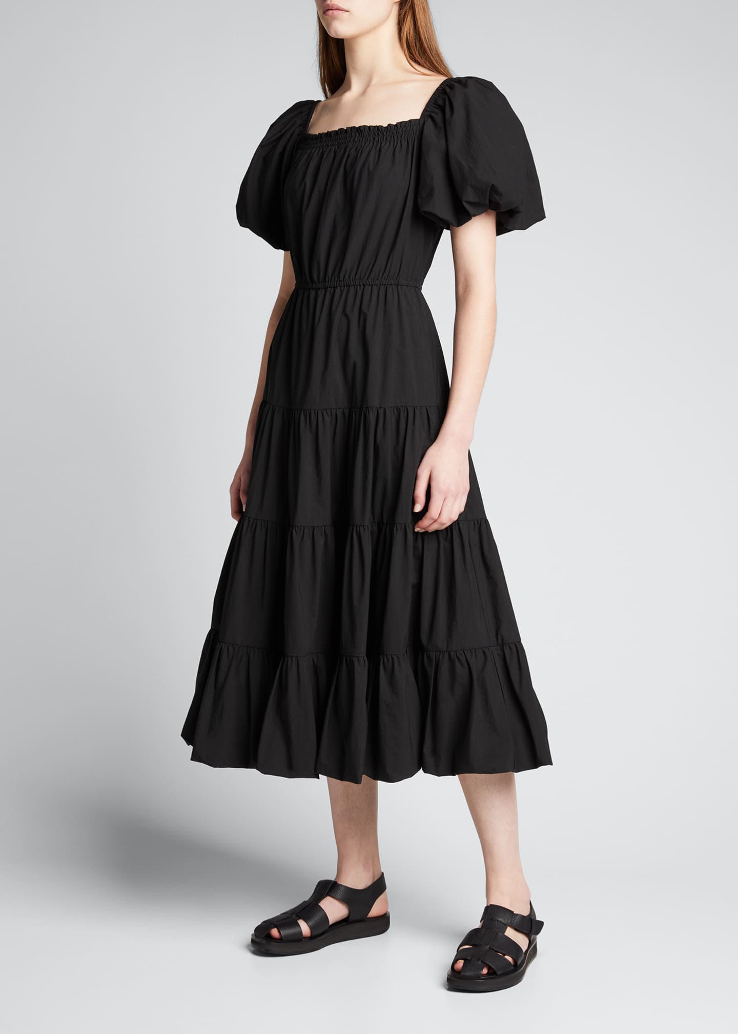 Jason Wu Off-Shoulder Puff-Sleeve Tiered Dress - Bergdorf Goodman