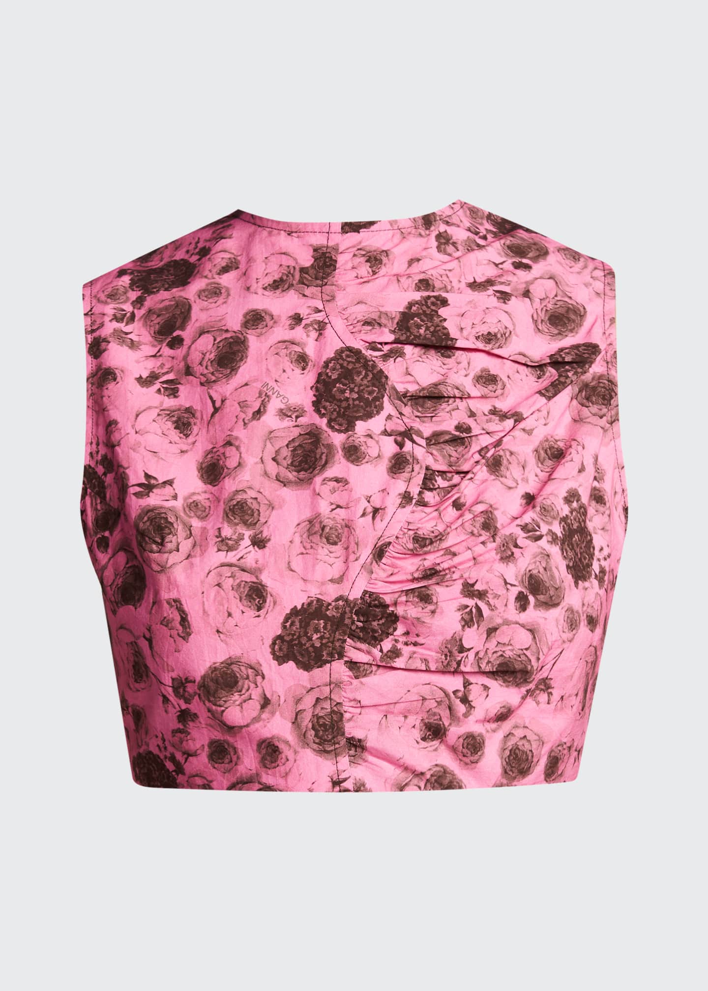 ganni cotton poplin cropped shirt
